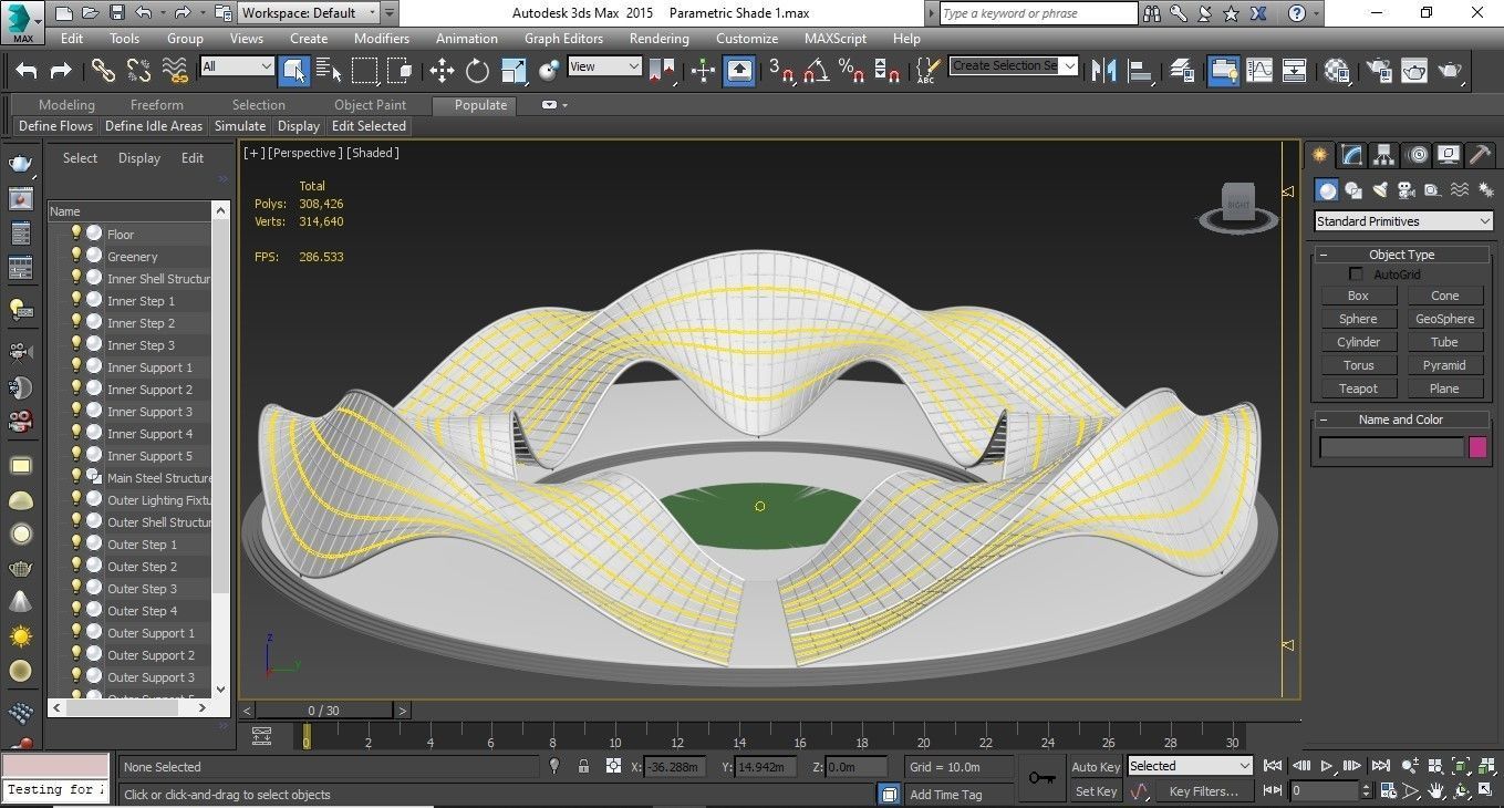 Parametric Pavilion Shade Structure Architecture 3D model_16