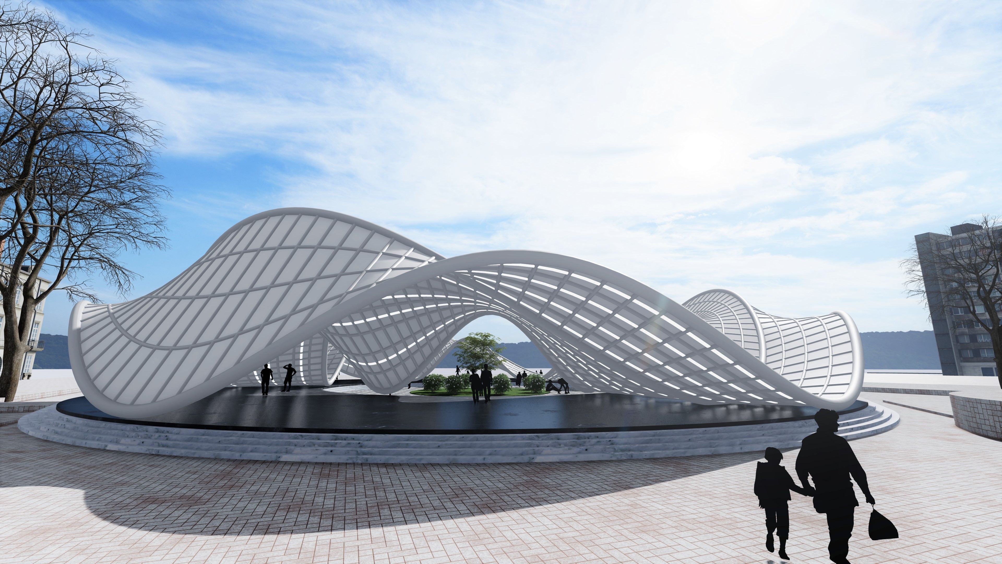 Parametric Pavilion Shade Structure Architecture 3D model_6