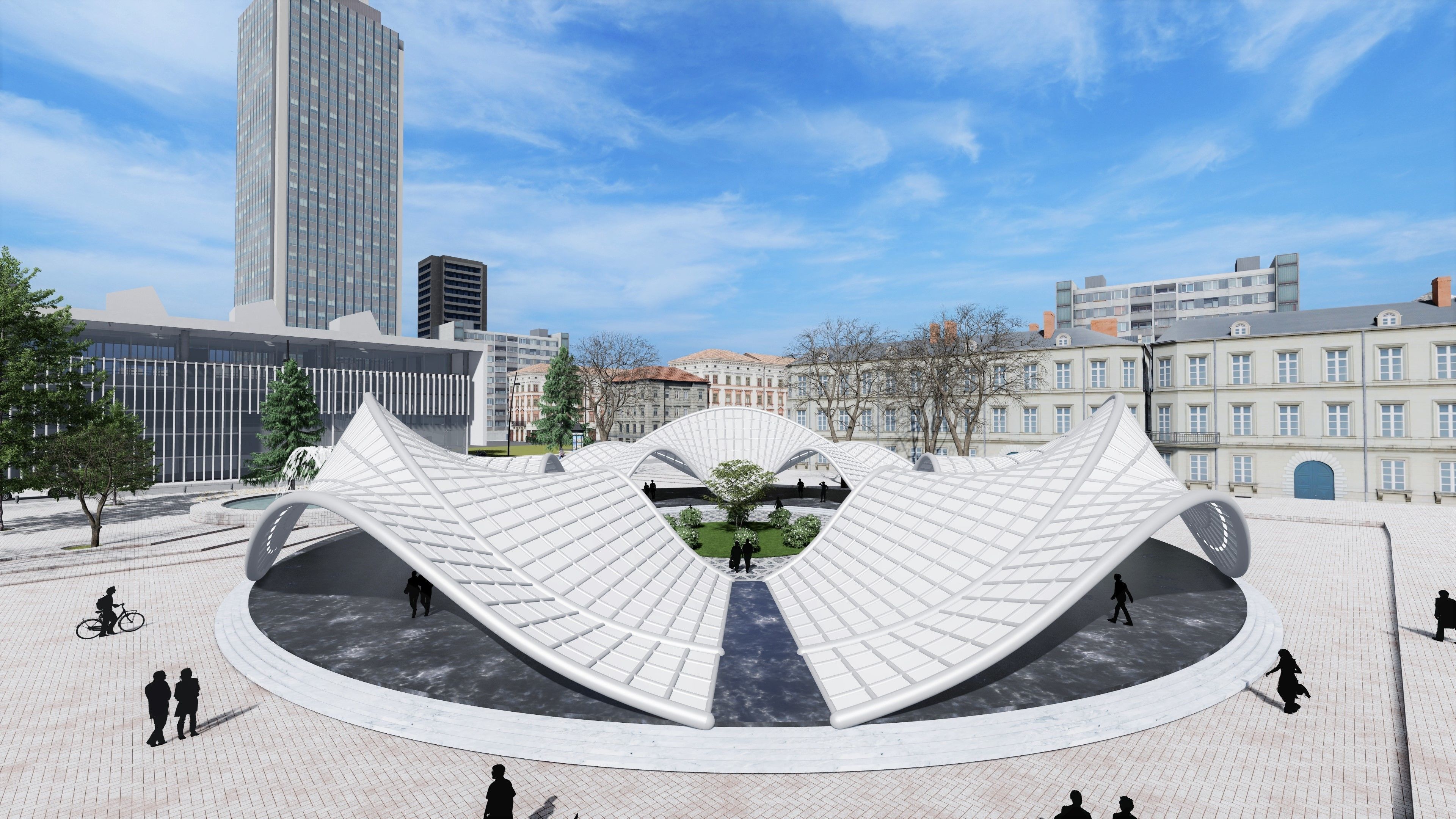 Parametric Pavilion Shade Structure Architecture 3D model_1