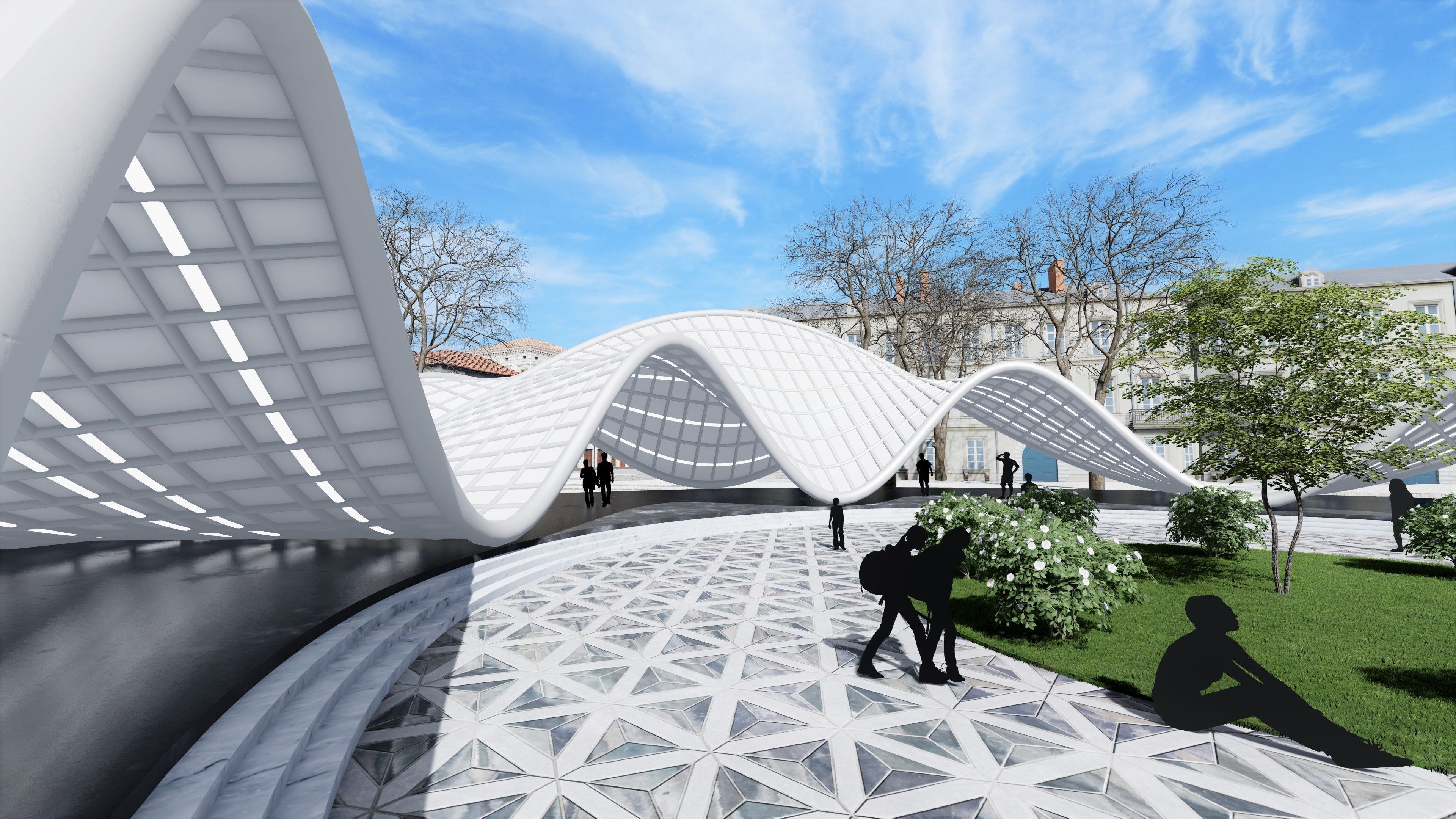 Parametric Pavilion Shade Structure Architecture 3D model_4