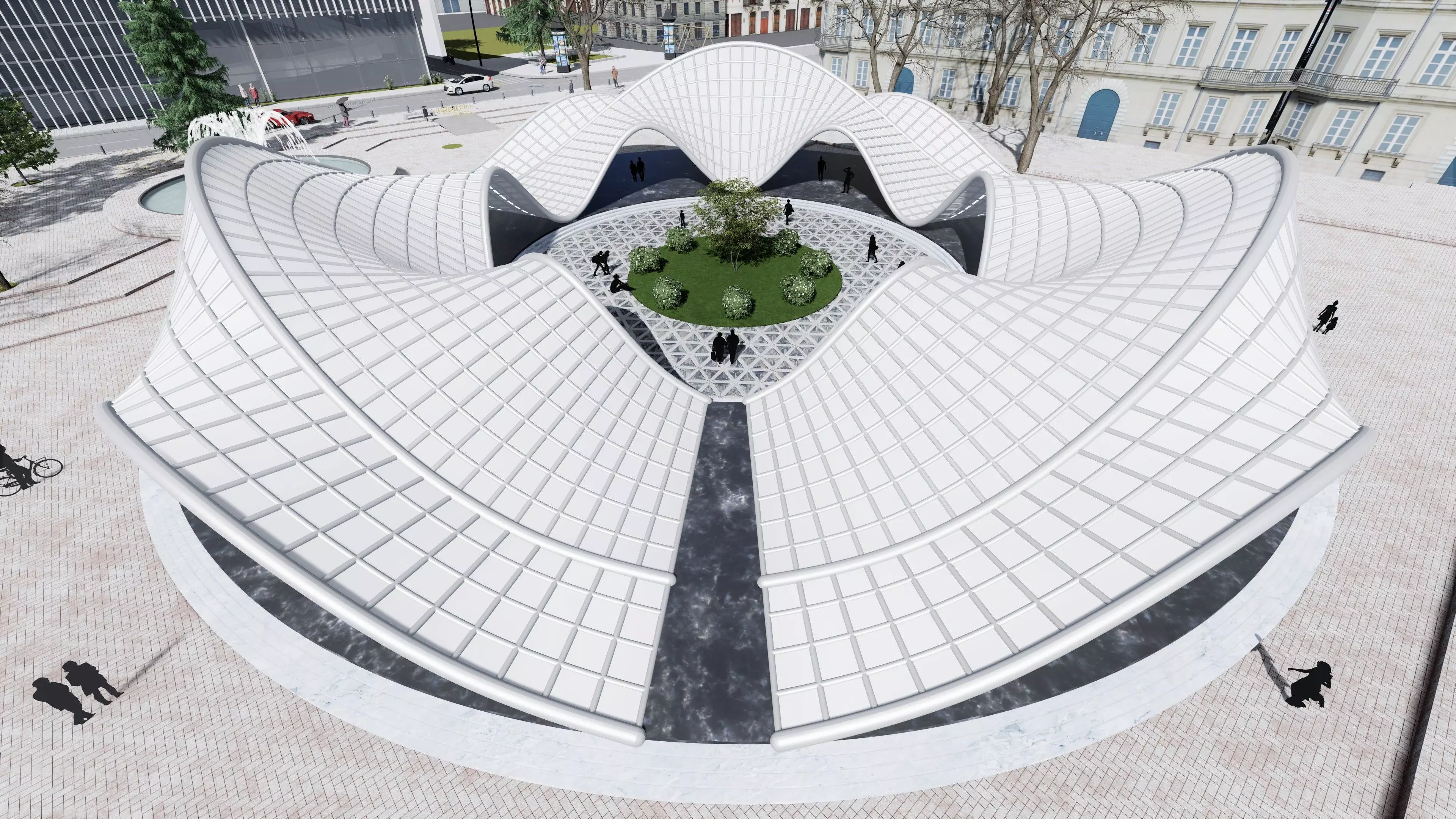 Parametric Pavilion Shade Structure Architecture 3D model_0