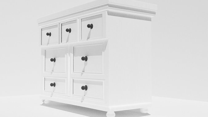 white wooden Drawer   3D model