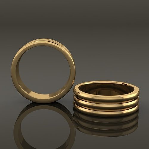 Ribbed Triple Line Band Mix Size 3D print model