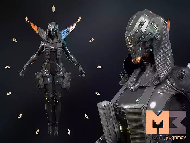 Sci-Fi Character 04 Witch Low-poly 3D model