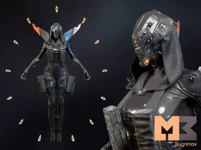 Sci-Fi Character 04 Witch Low-poly 3D model_0