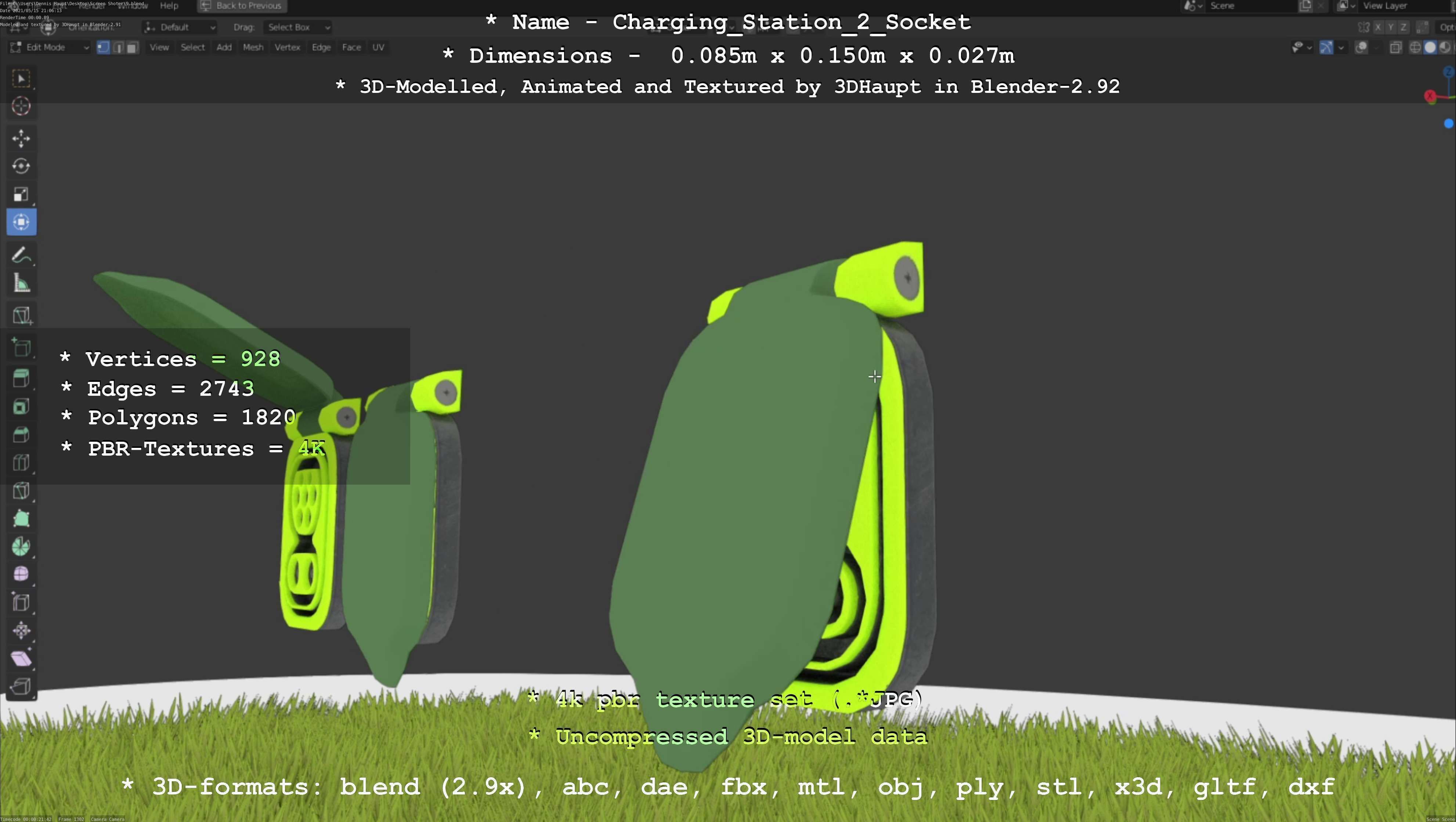 Sockets from Charging Station Version 2 Low-poly 3D model_50