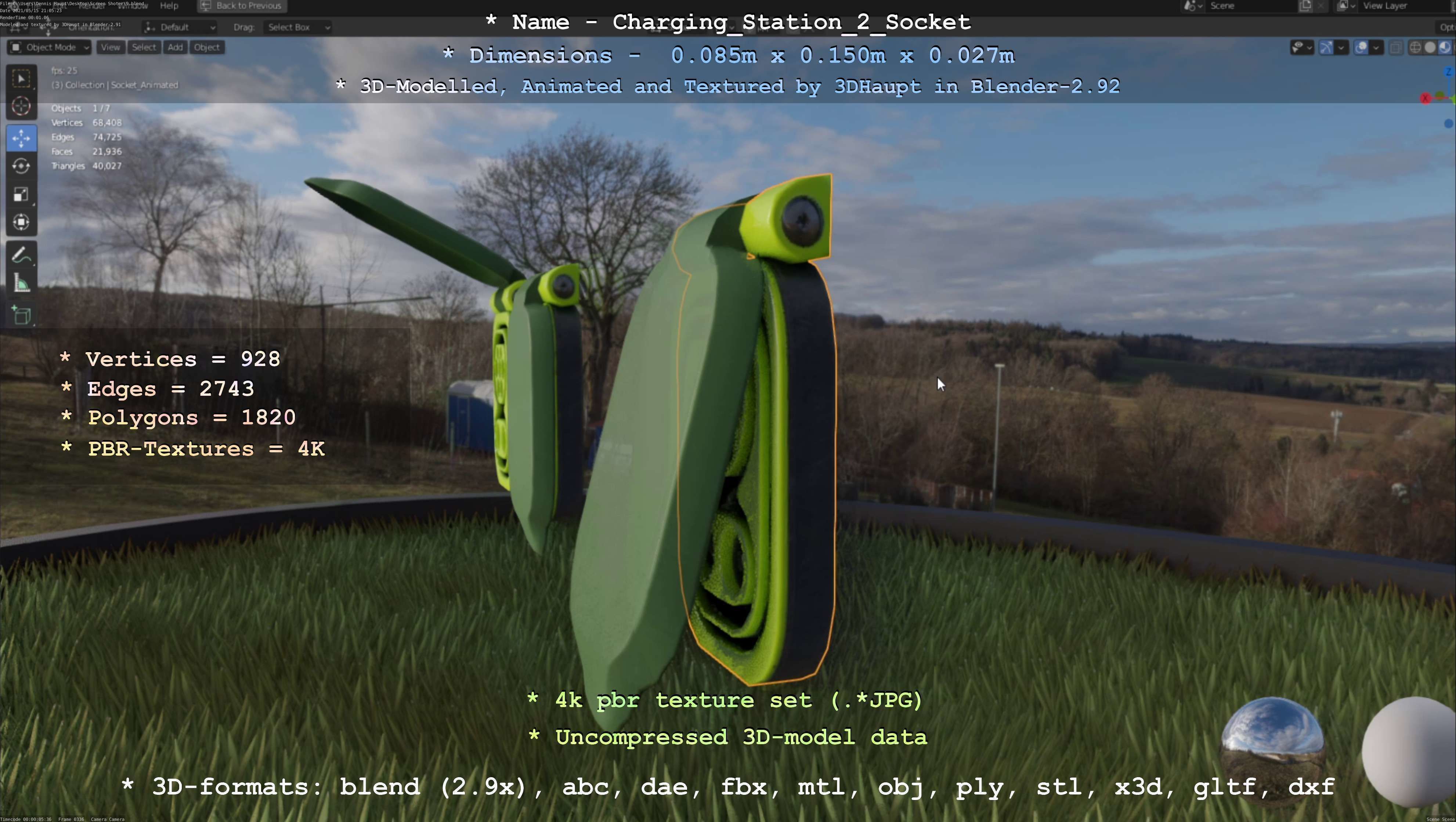 Sockets from Charging Station Version 2 Low-poly 3D model_5