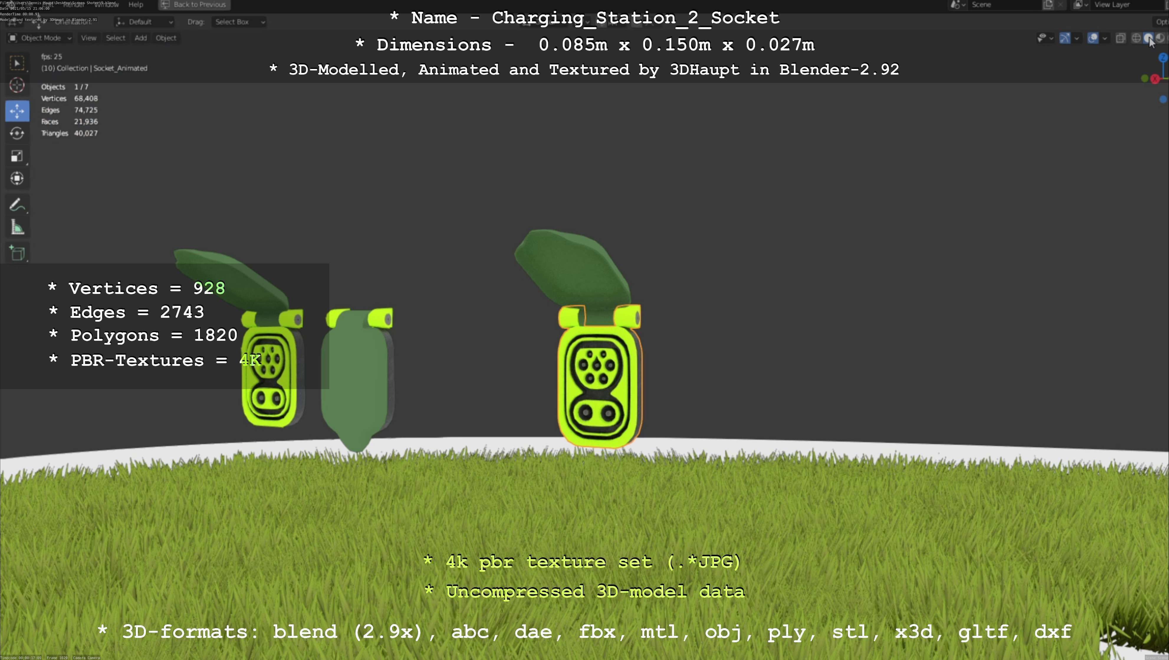 Sockets from Charging Station Version 2 Low-poly 3D model_113