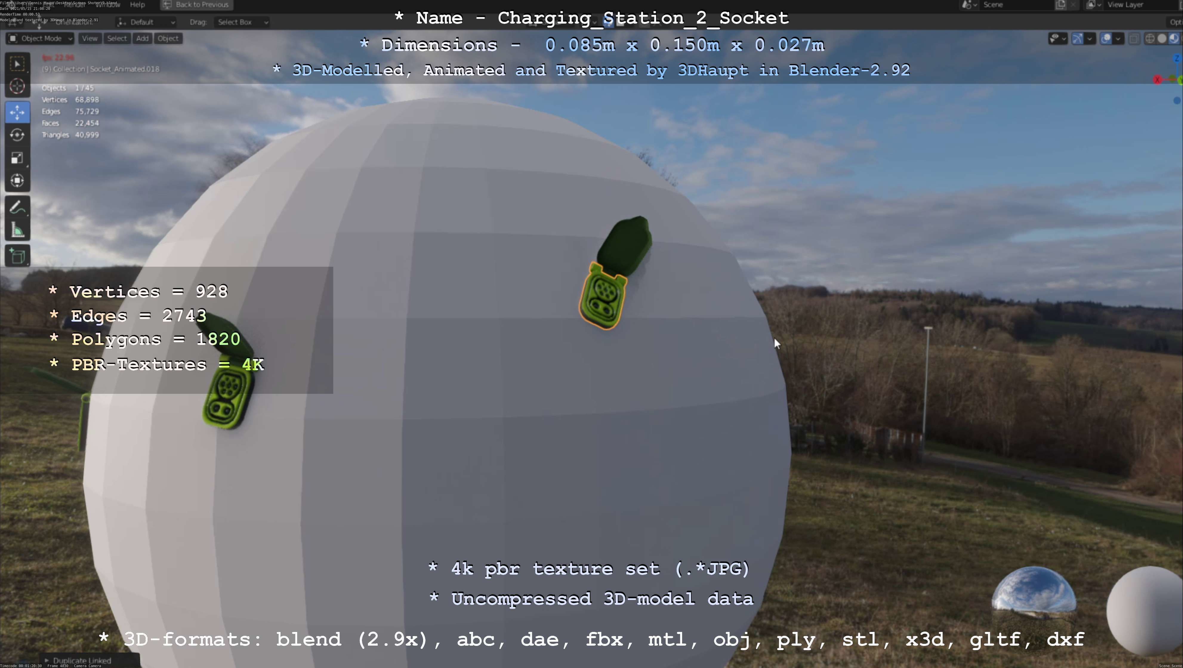 Sockets from Charging Station Version 2 Low-poly 3D model_17