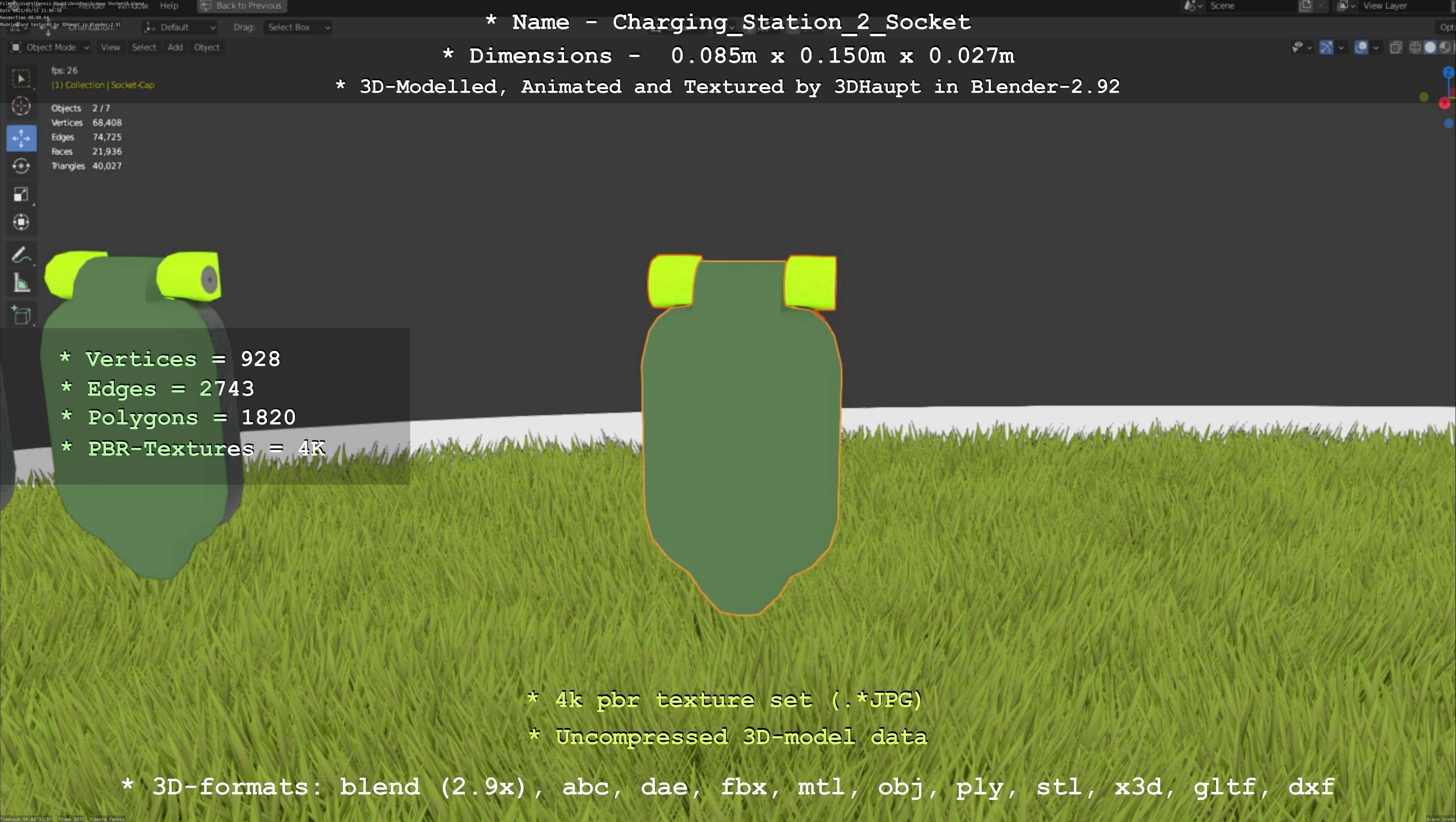 Sockets from Charging Station Version 2 Low-poly 3D model_65