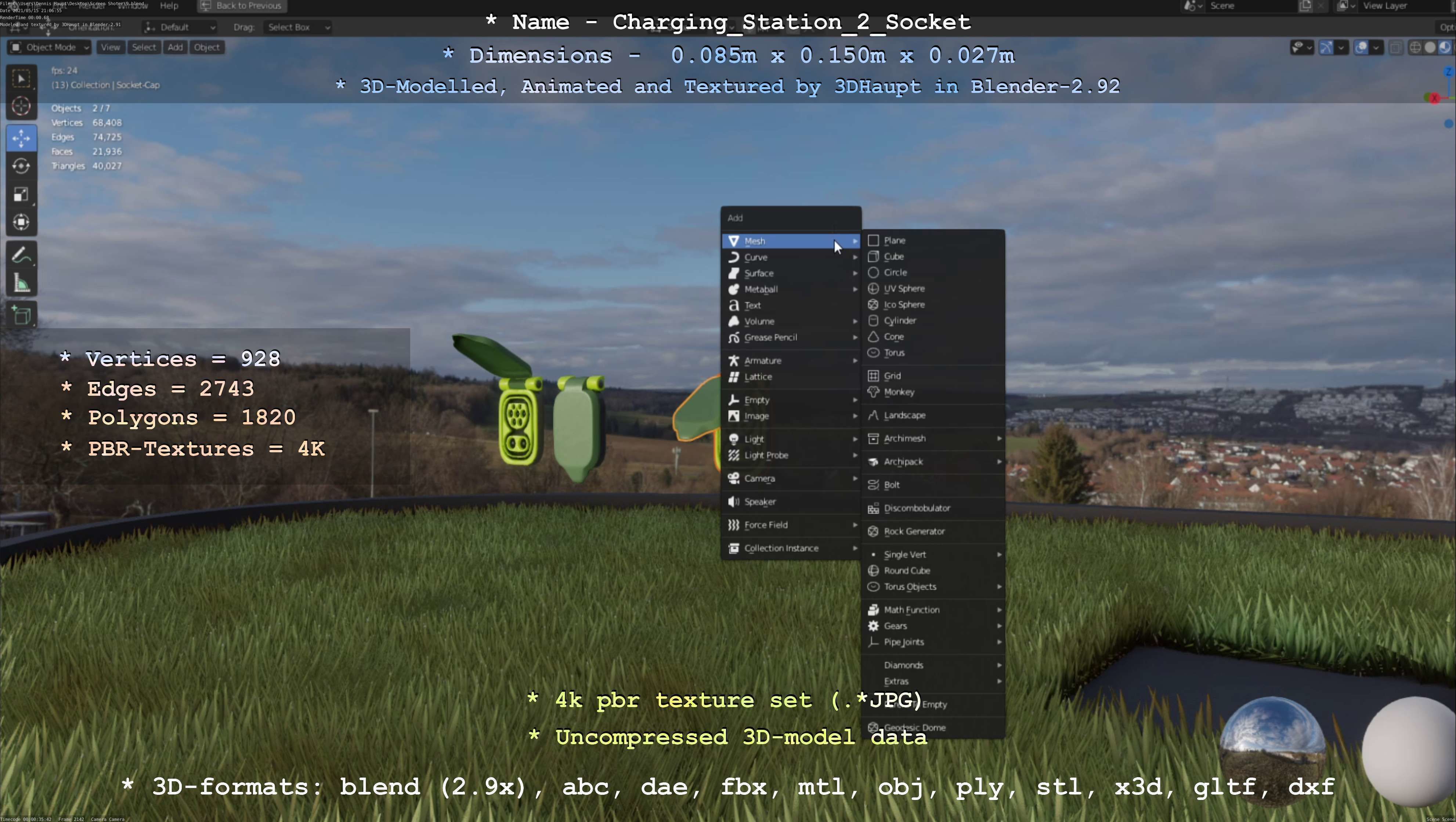 Sockets from Charging Station Version 2 Low-poly 3D model_69