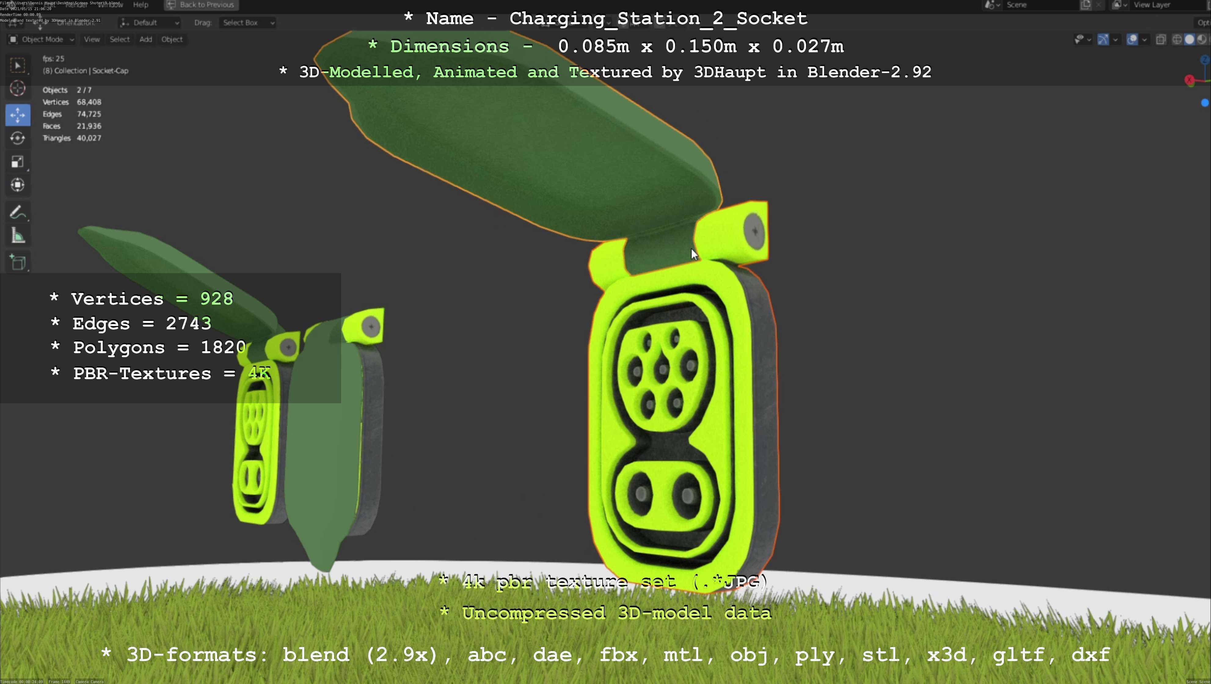 Sockets from Charging Station Version 2 Low-poly 3D model_37