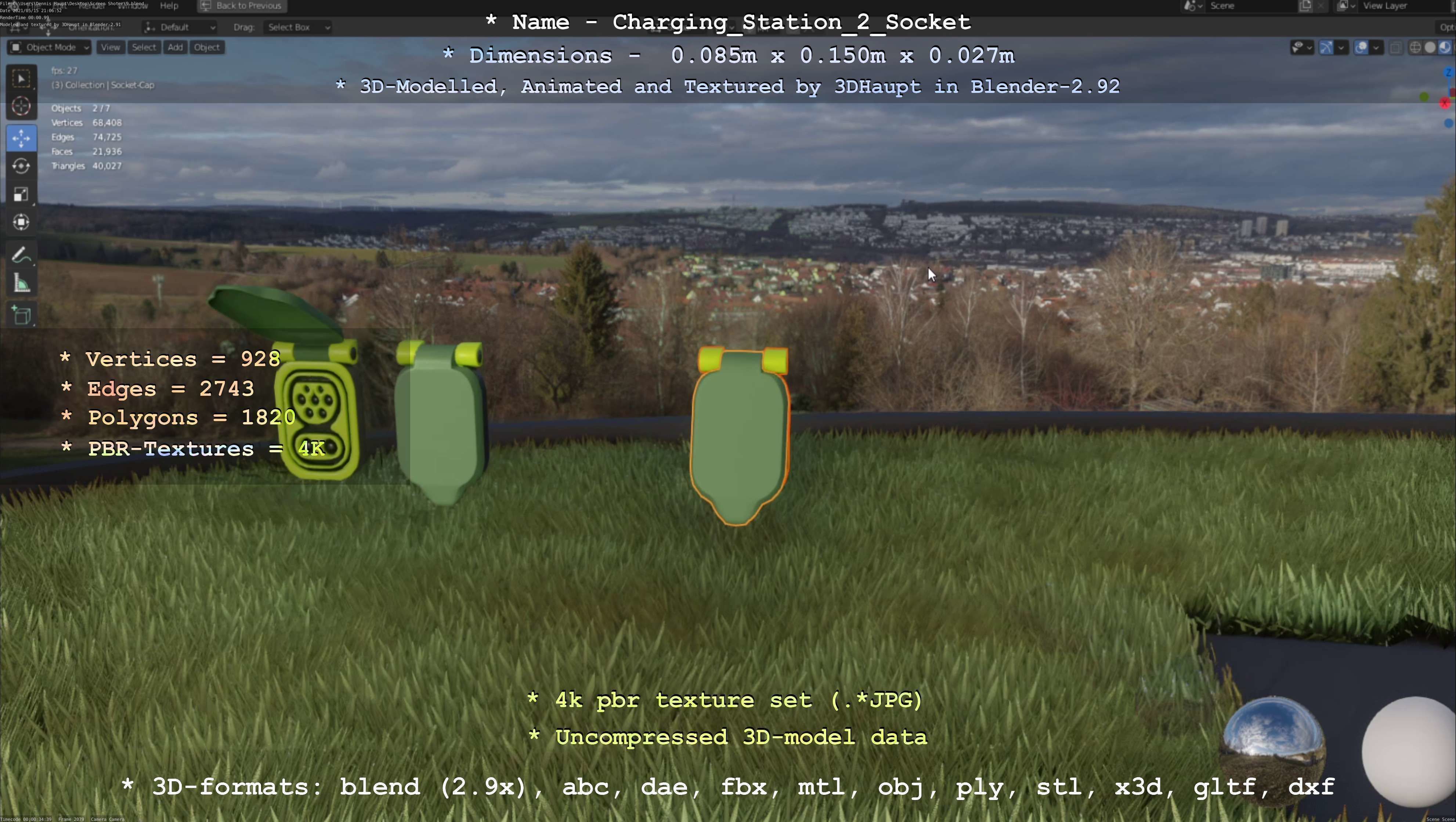 Sockets from Charging Station Version 2 Low-poly 3D model_67