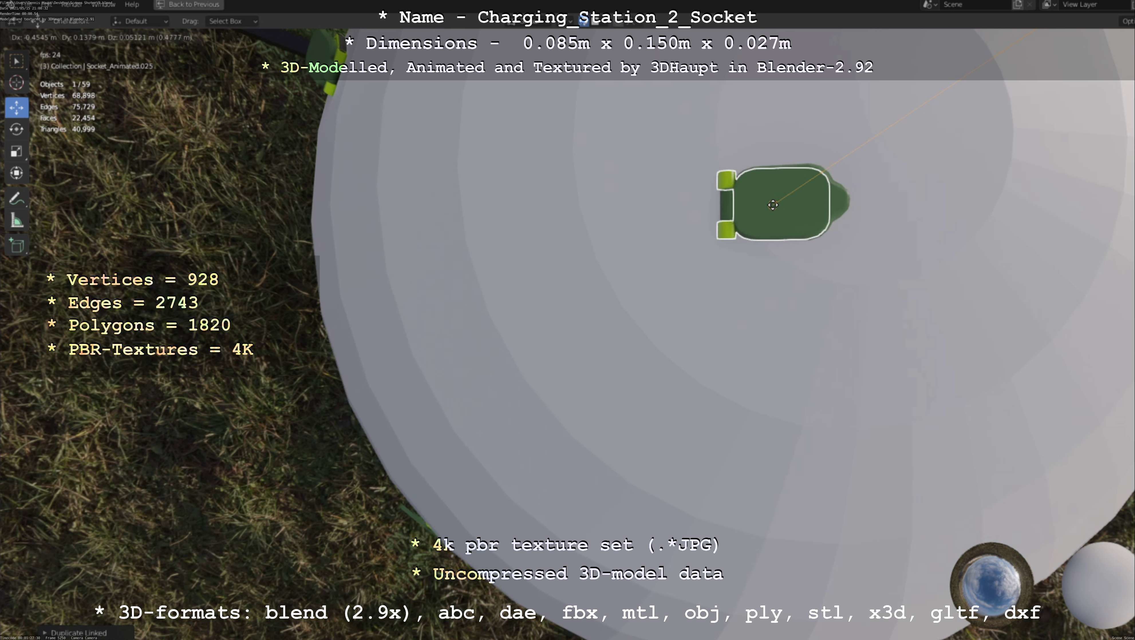 Sockets from Charging Station Version 2 Low-poly 3D model_19