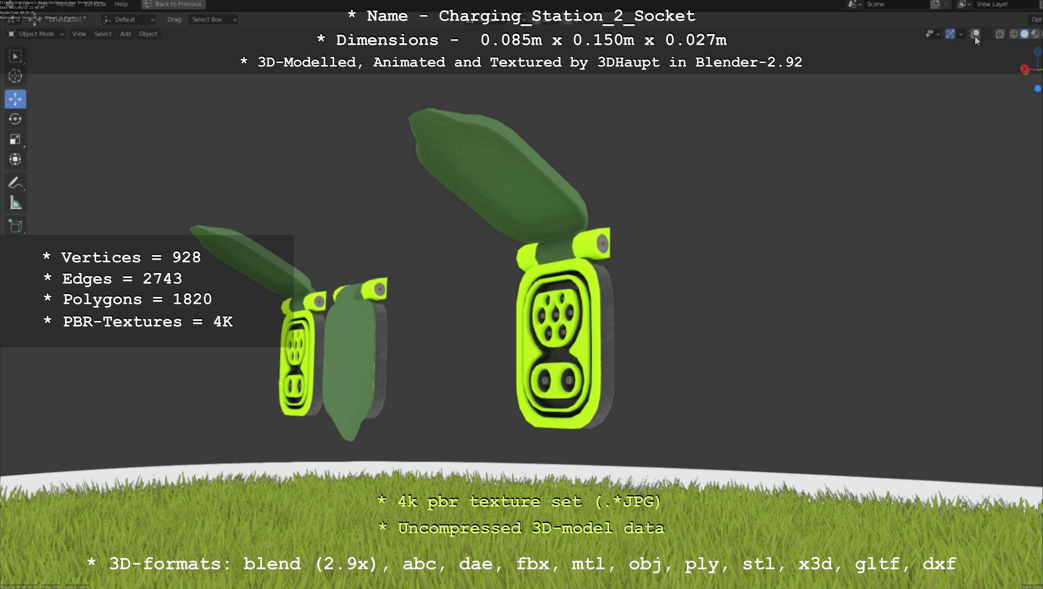 Sockets from Charging Station Version 2 Low-poly 3D model_122