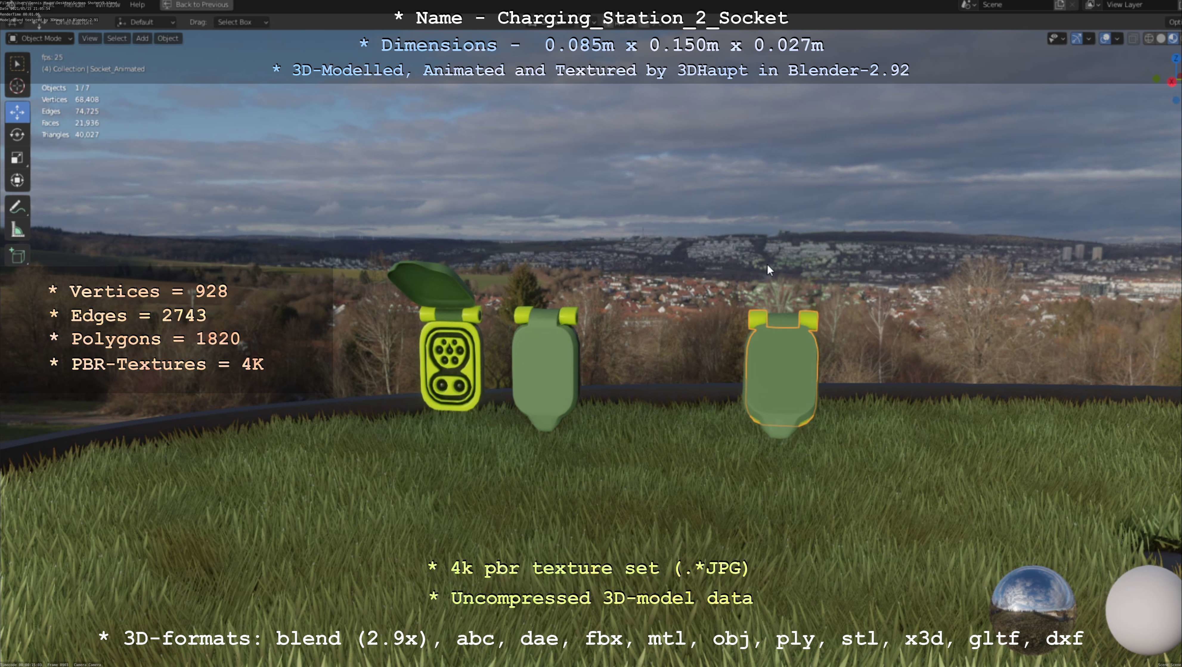 Sockets from Charging Station Version 2 Low-poly 3D model_107