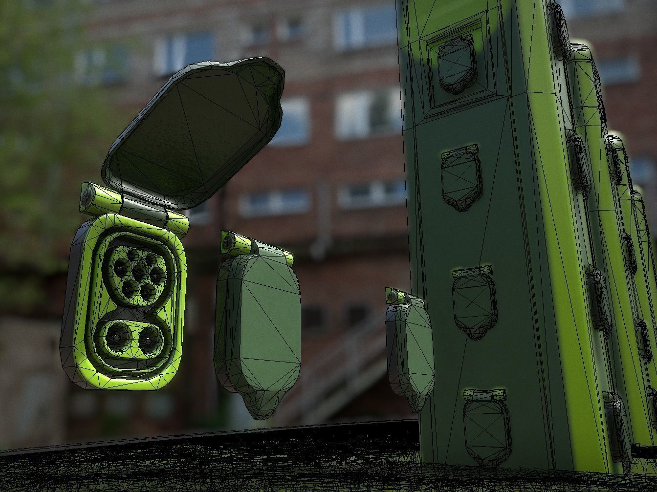 Sockets from Charging Station Version 2 Low-poly 3D model_4