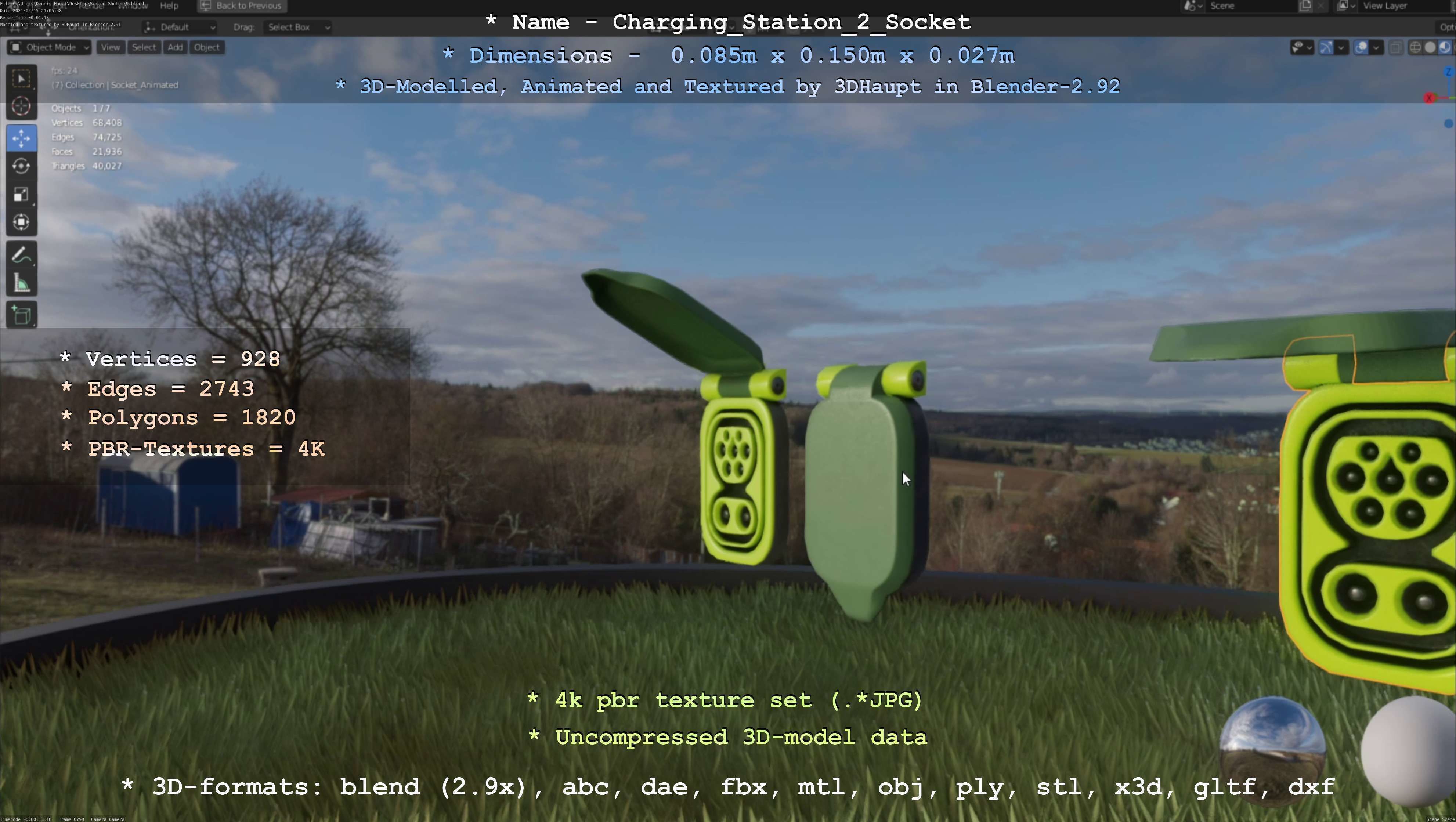 Sockets from Charging Station Version 2 Low-poly 3D model_101