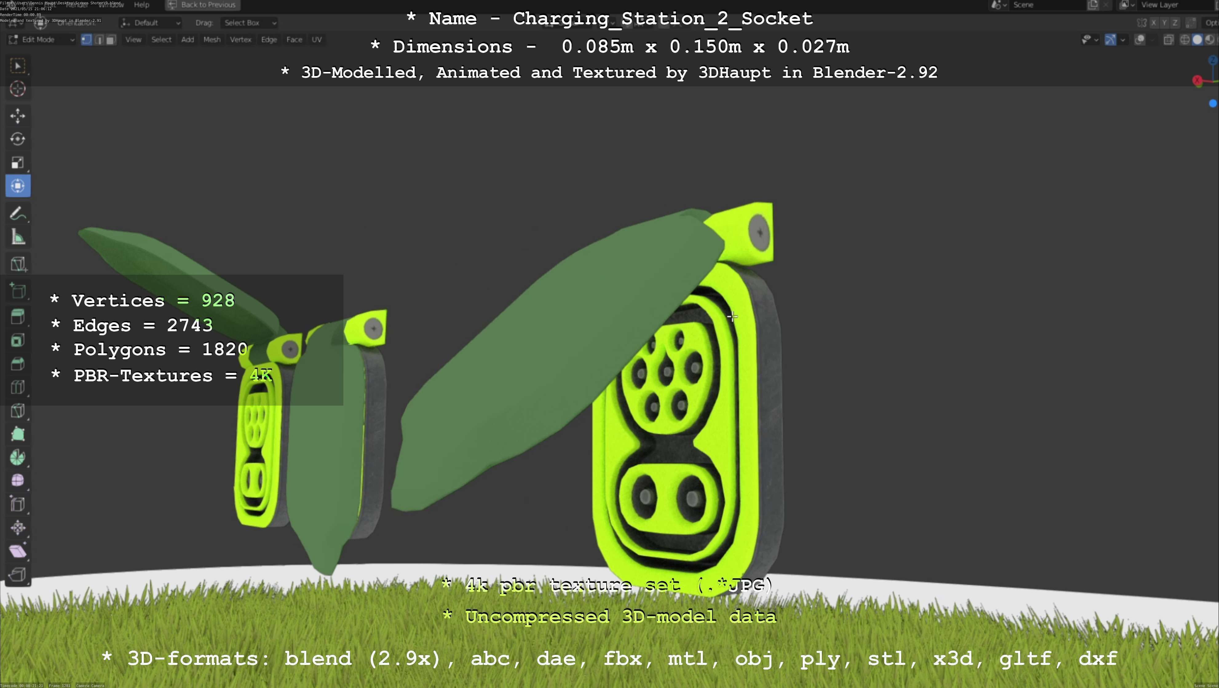 Sockets from Charging Station Version 2 Low-poly 3D model_39