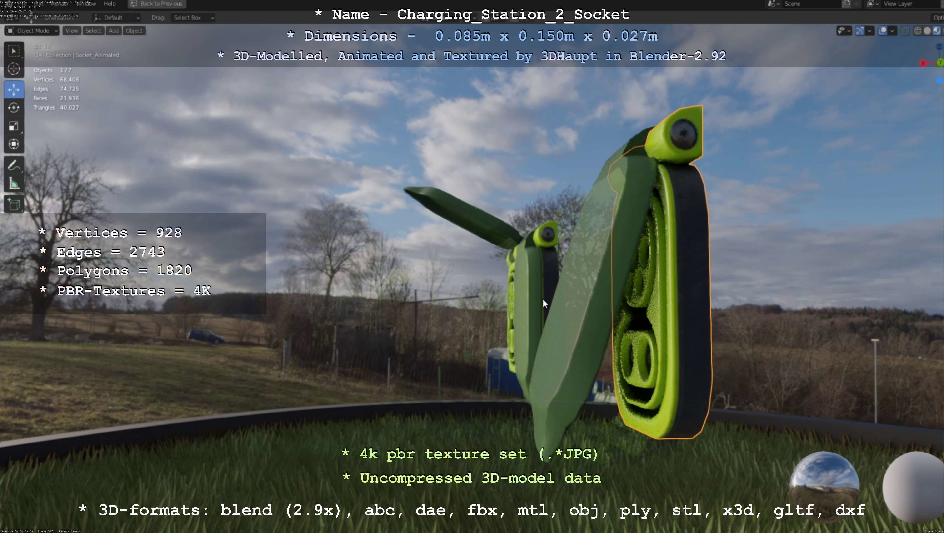 Sockets from Charging Station Version 2 Low-poly 3D model_100