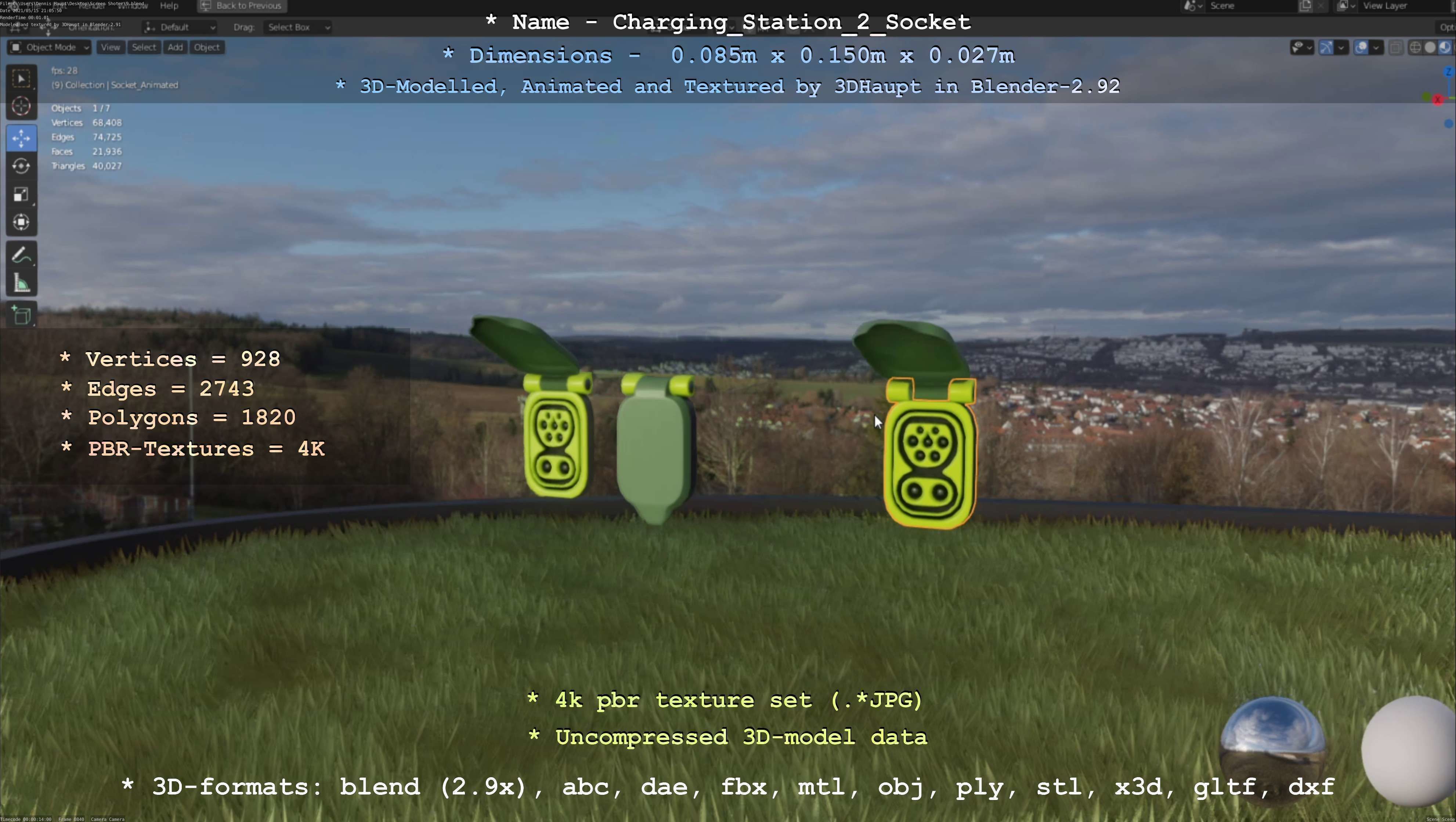 Sockets from Charging Station Version 2 Low-poly 3D model_103