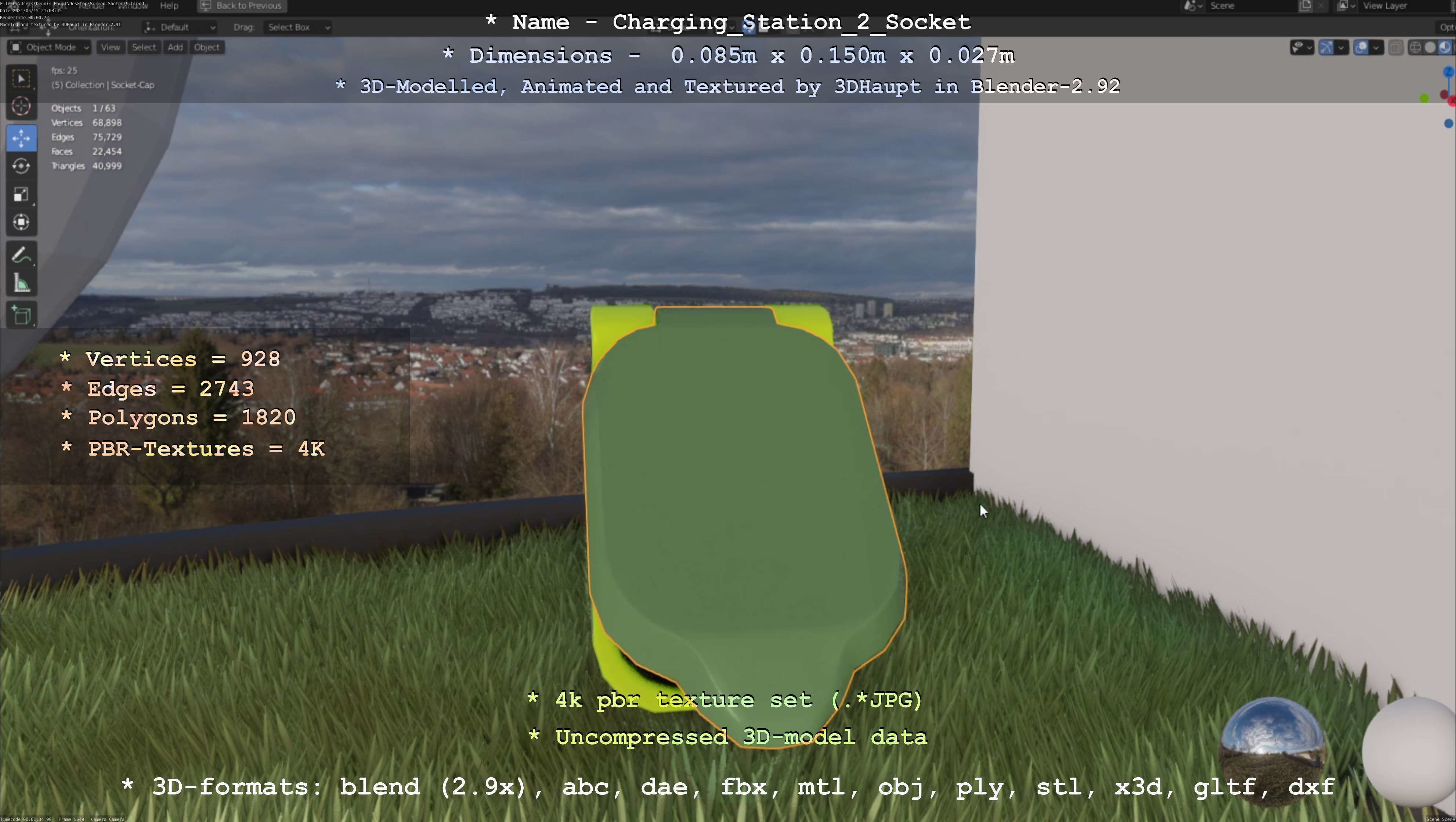 Sockets from Charging Station Version 2 Low-poly 3D model_21