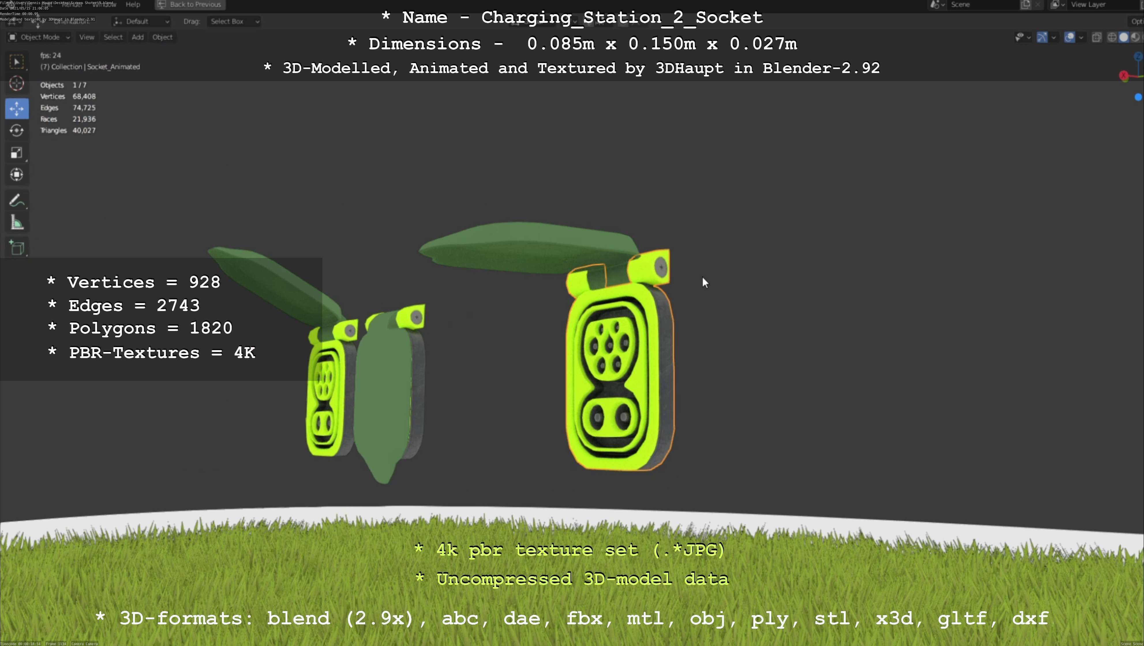 Sockets from Charging Station Version 2 Low-poly 3D model_118