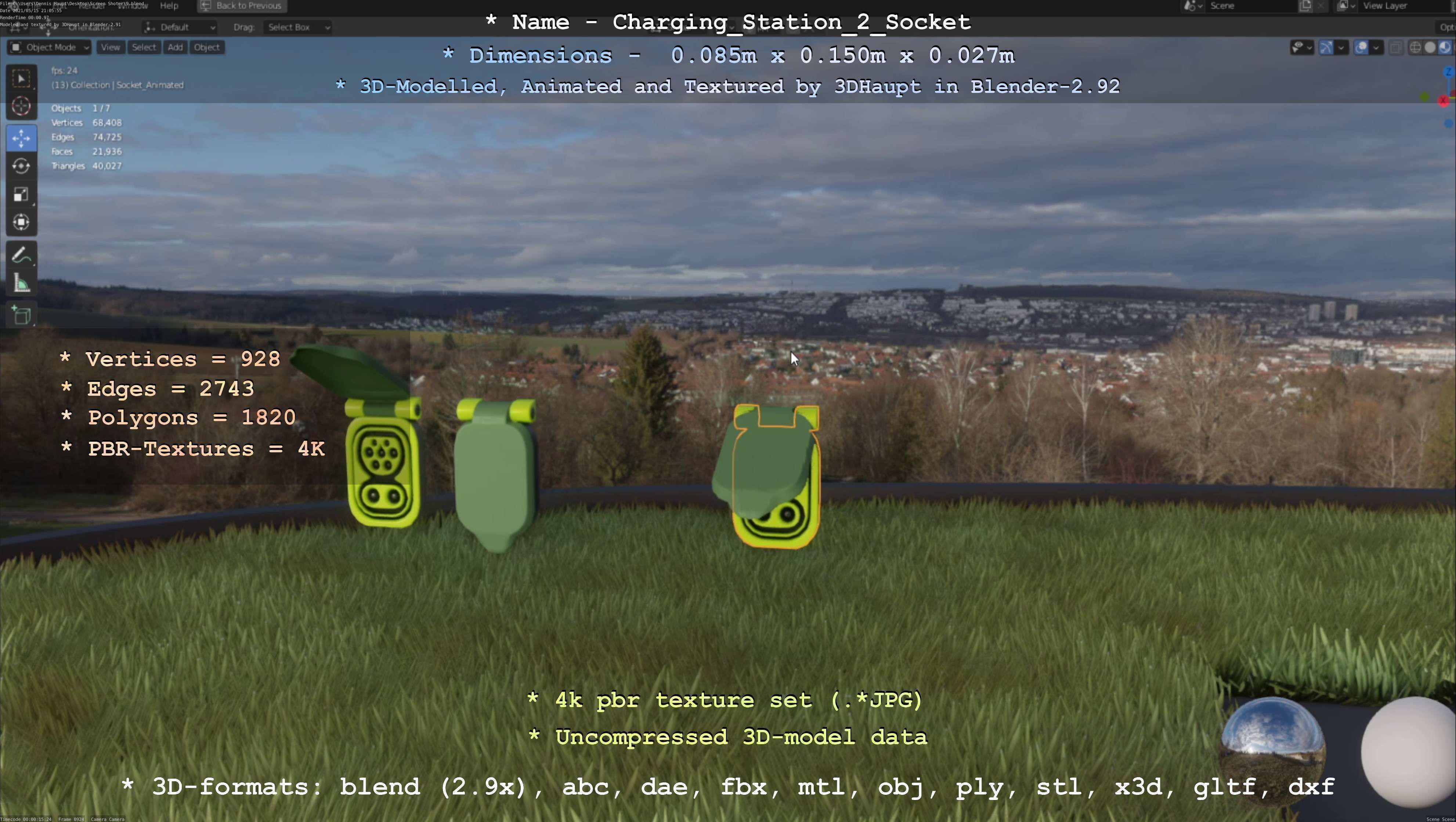 Sockets from Charging Station Version 2 Low-poly 3D model_108