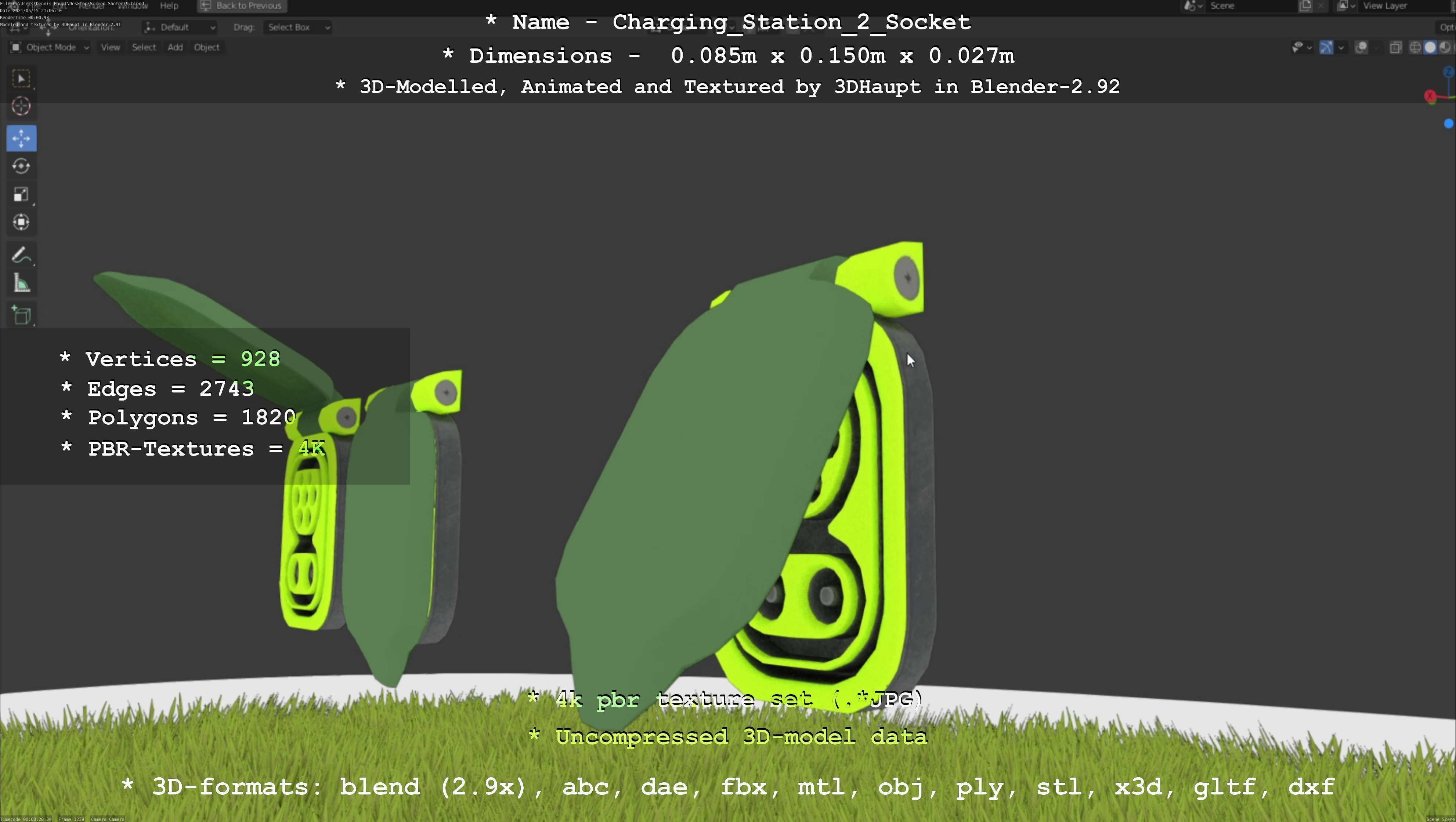 Sockets from Charging Station Version 2 Low-poly 3D model_123