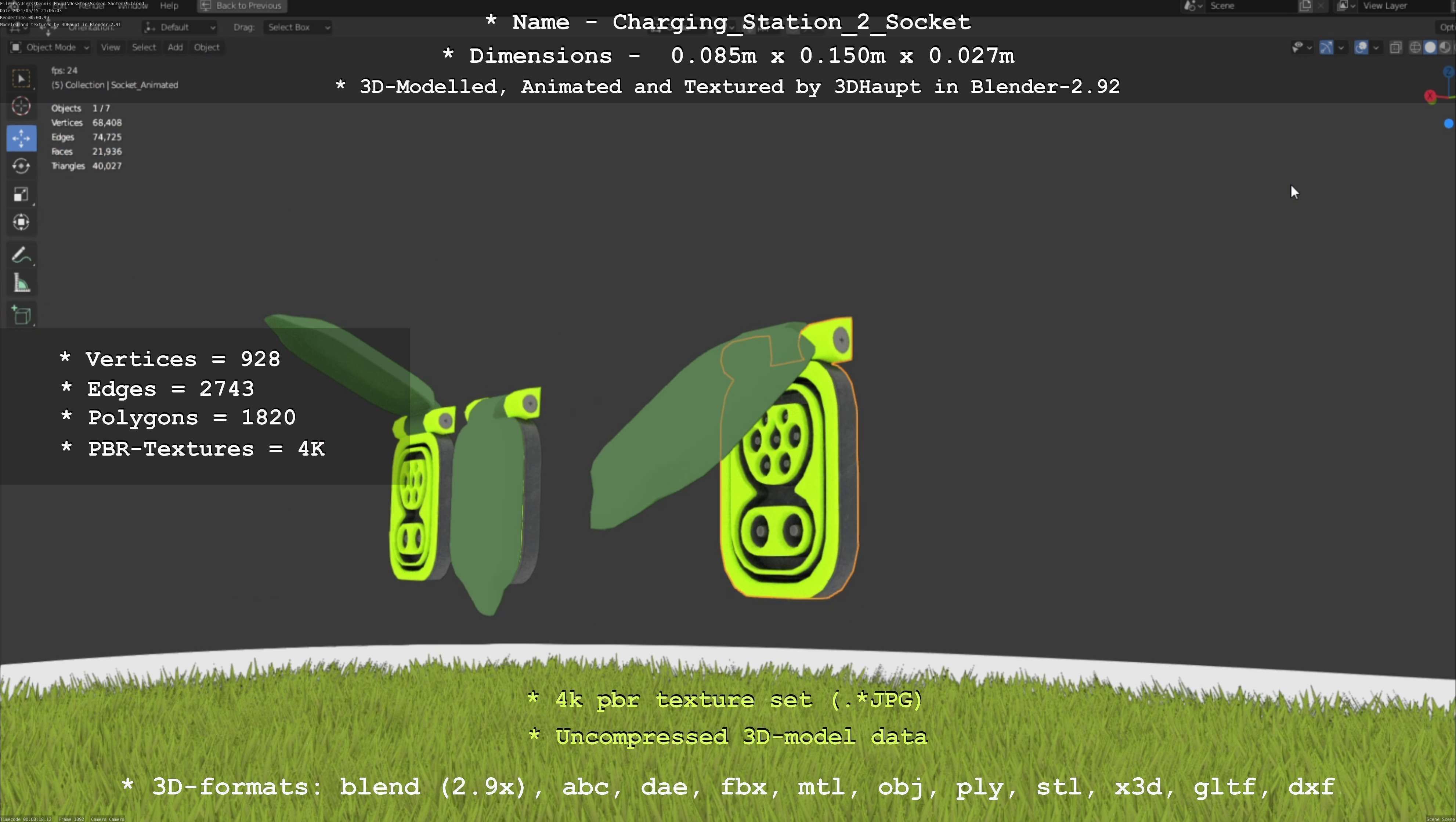 Sockets from Charging Station Version 2 Low-poly 3D model_117