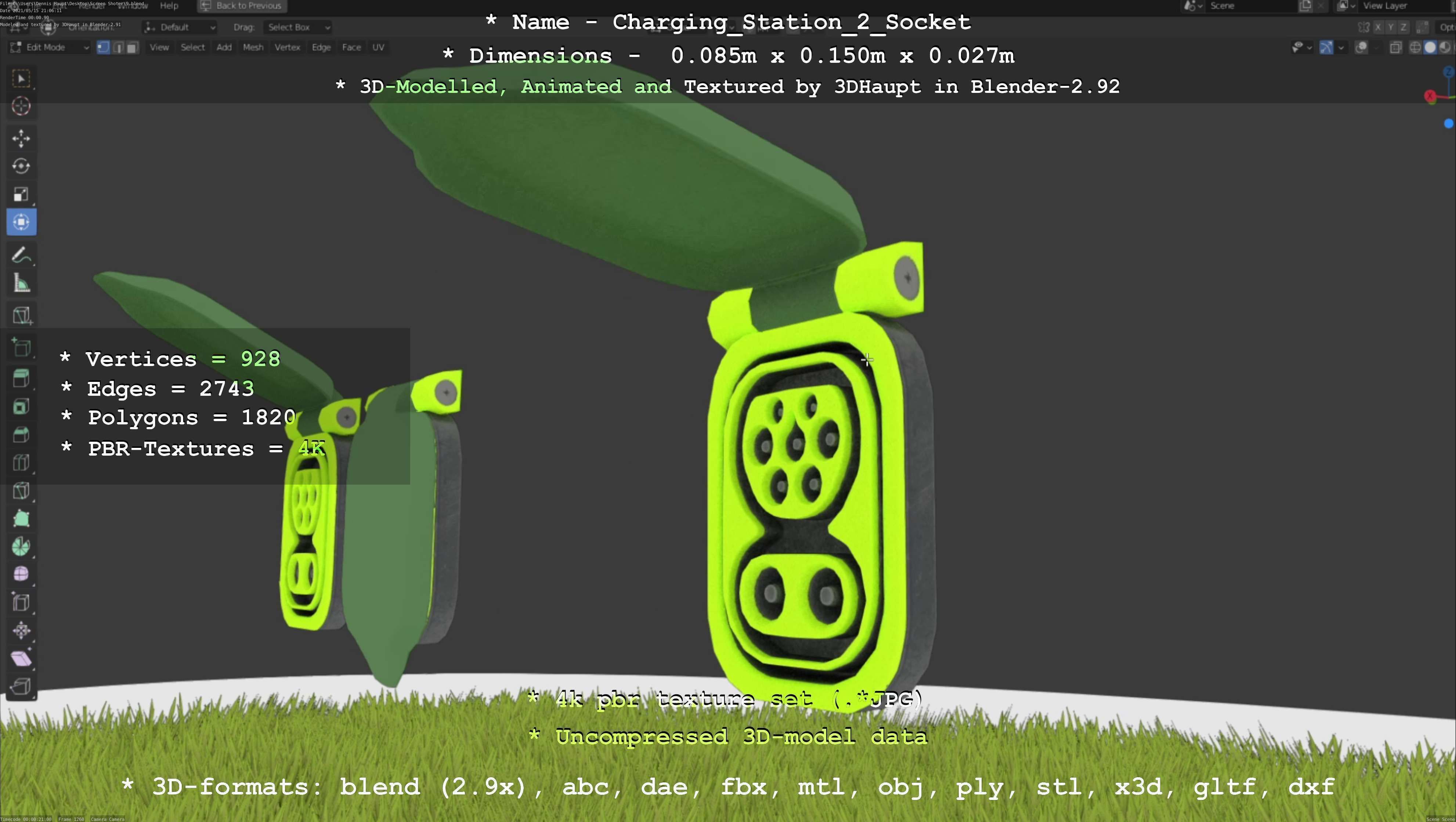 Sockets from Charging Station Version 2 Low-poly 3D model_124
