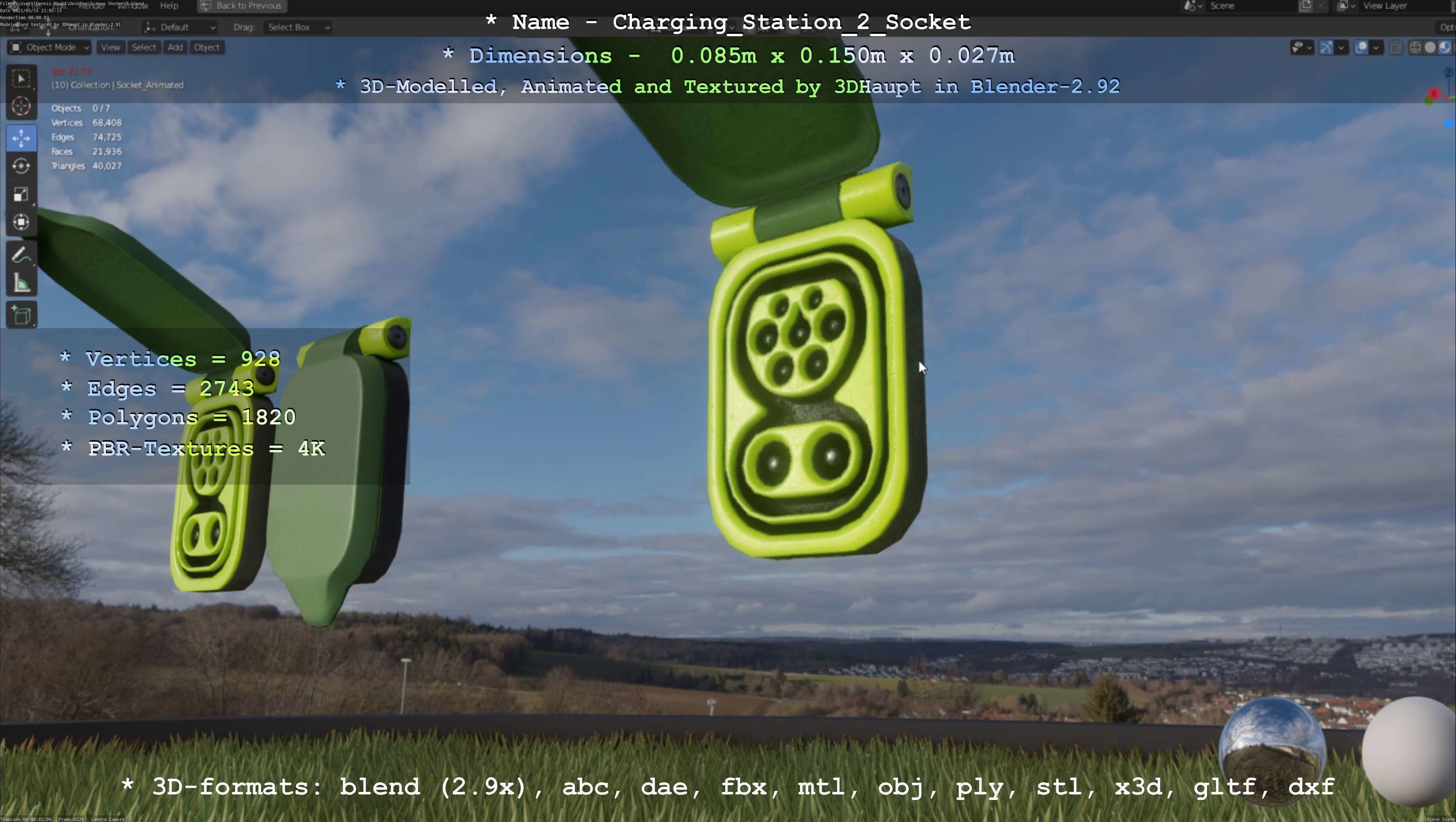 Sockets from Charging Station Version 2 Low-poly 3D model_76