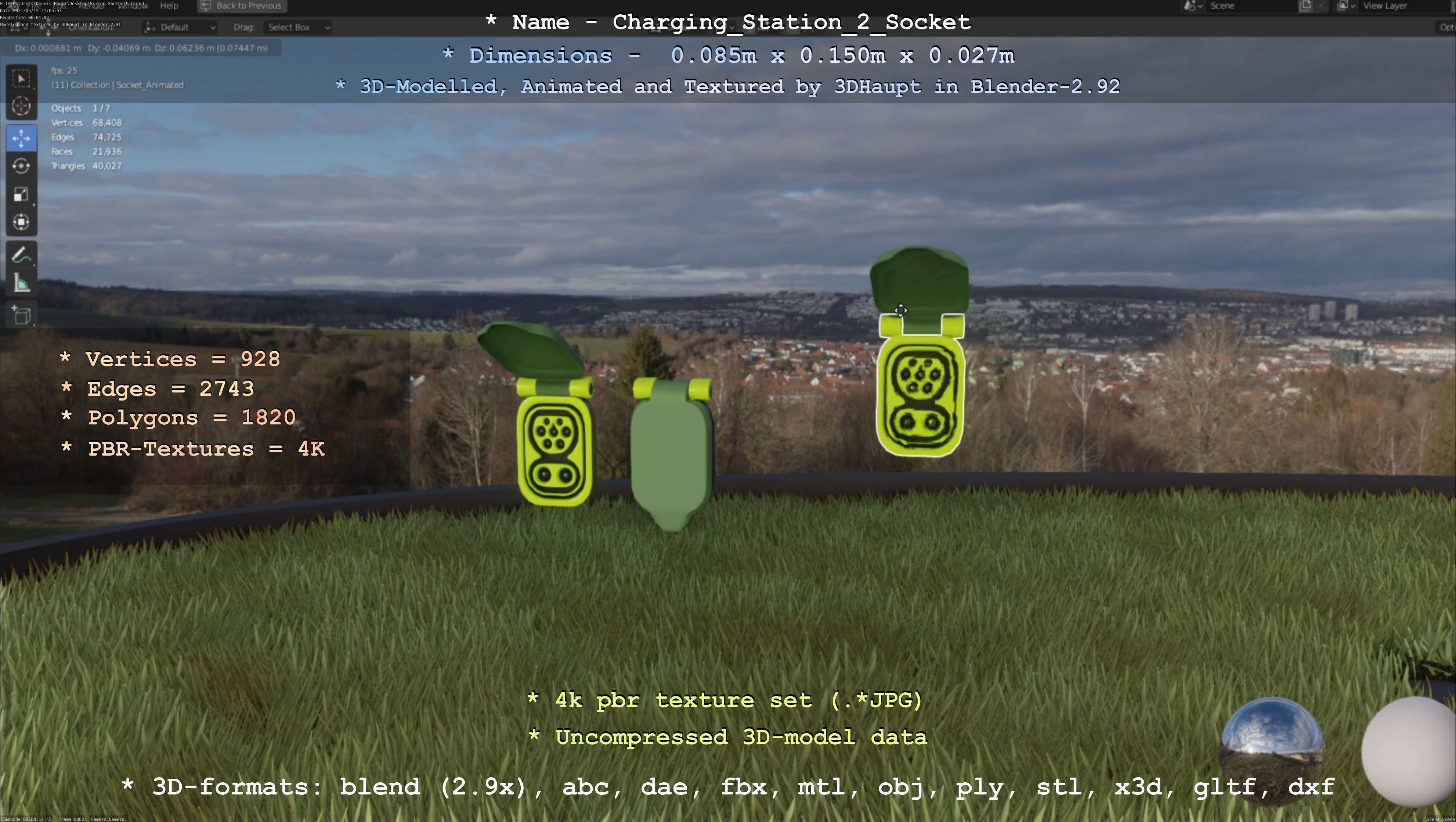 Sockets from Charging Station Version 2 Low-poly 3D model_106