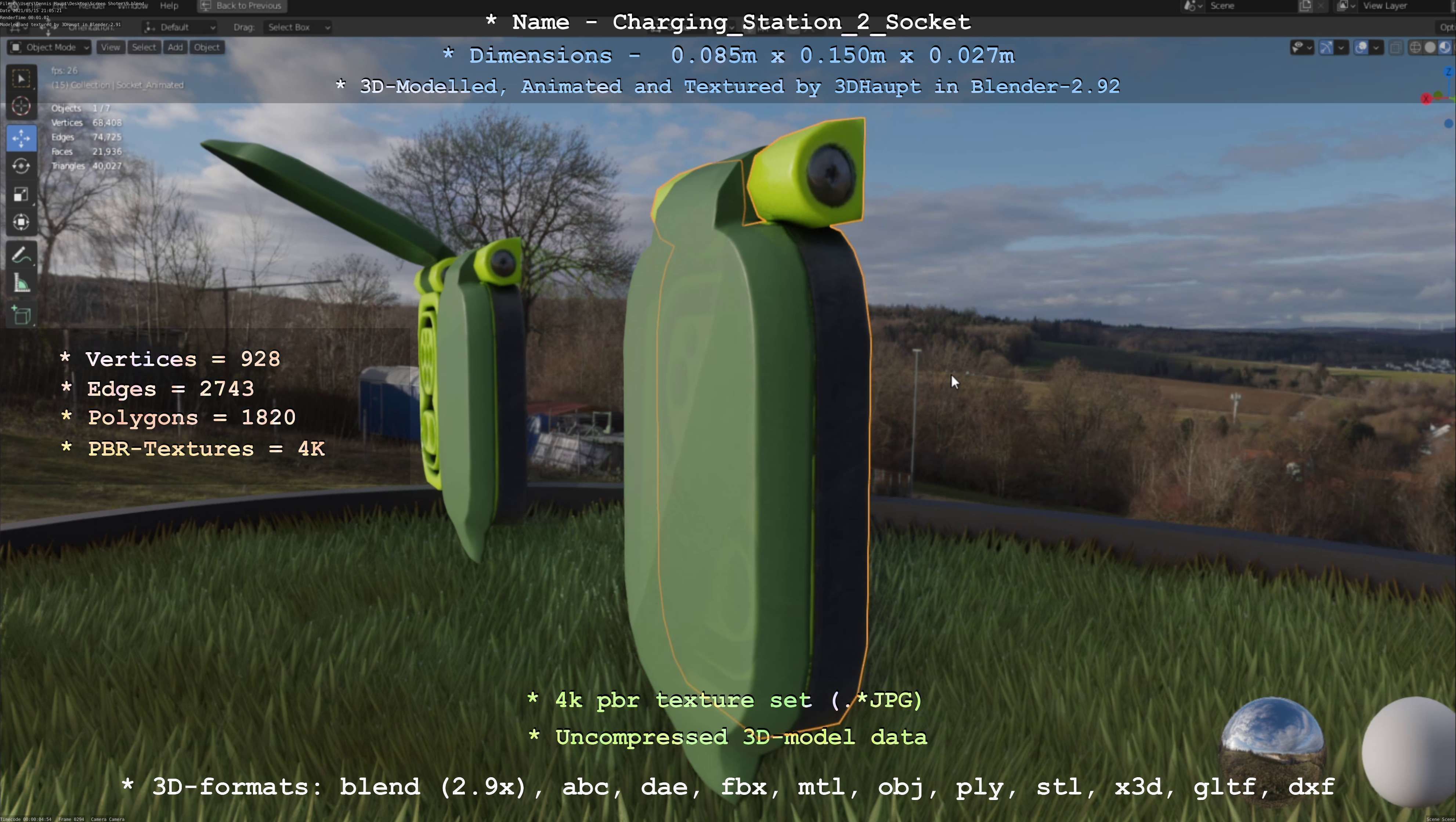 Sockets from Charging Station Version 2 Low-poly 3D model_32