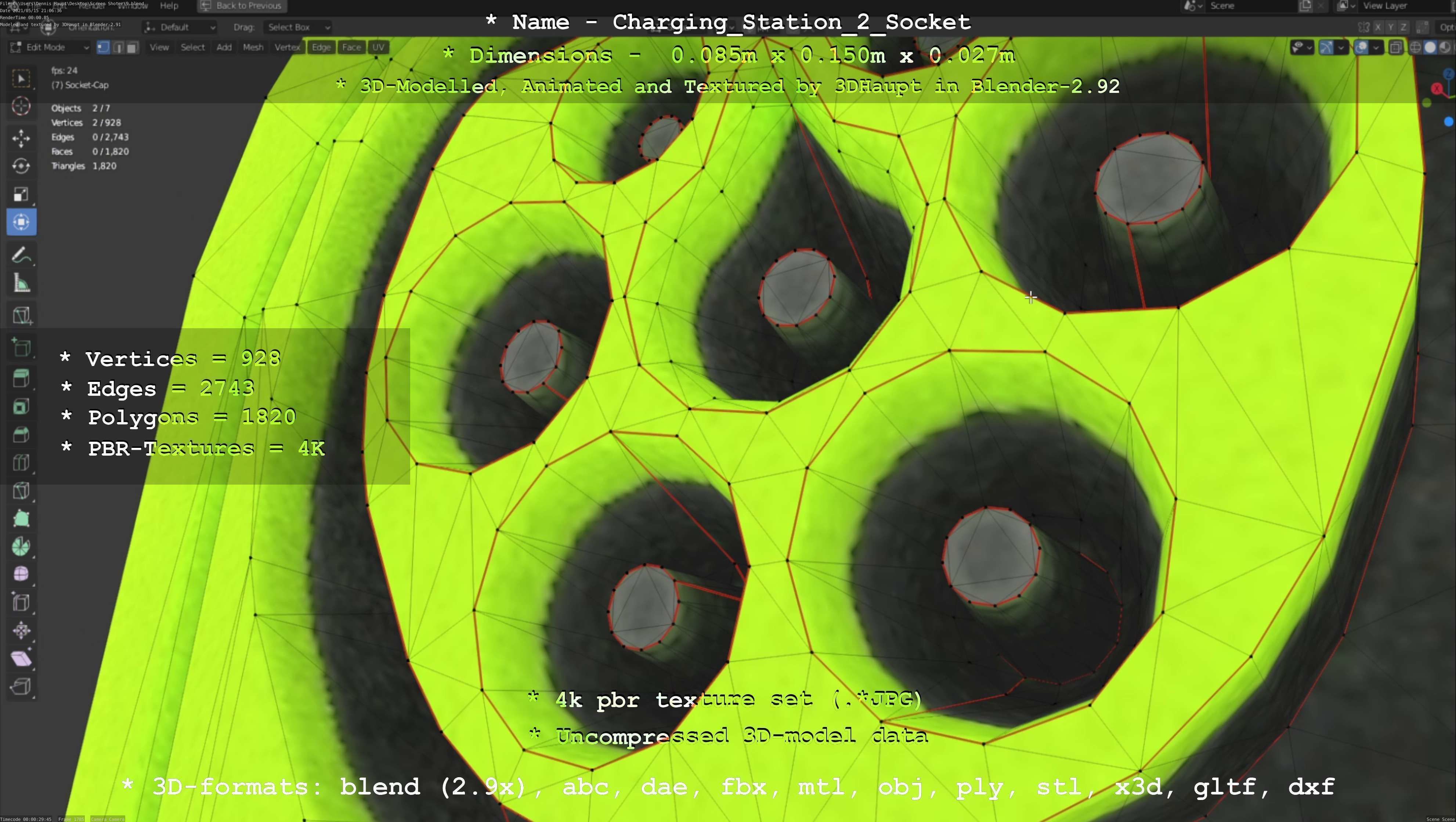 Sockets from Charging Station Version 2 Low-poly 3D model_54