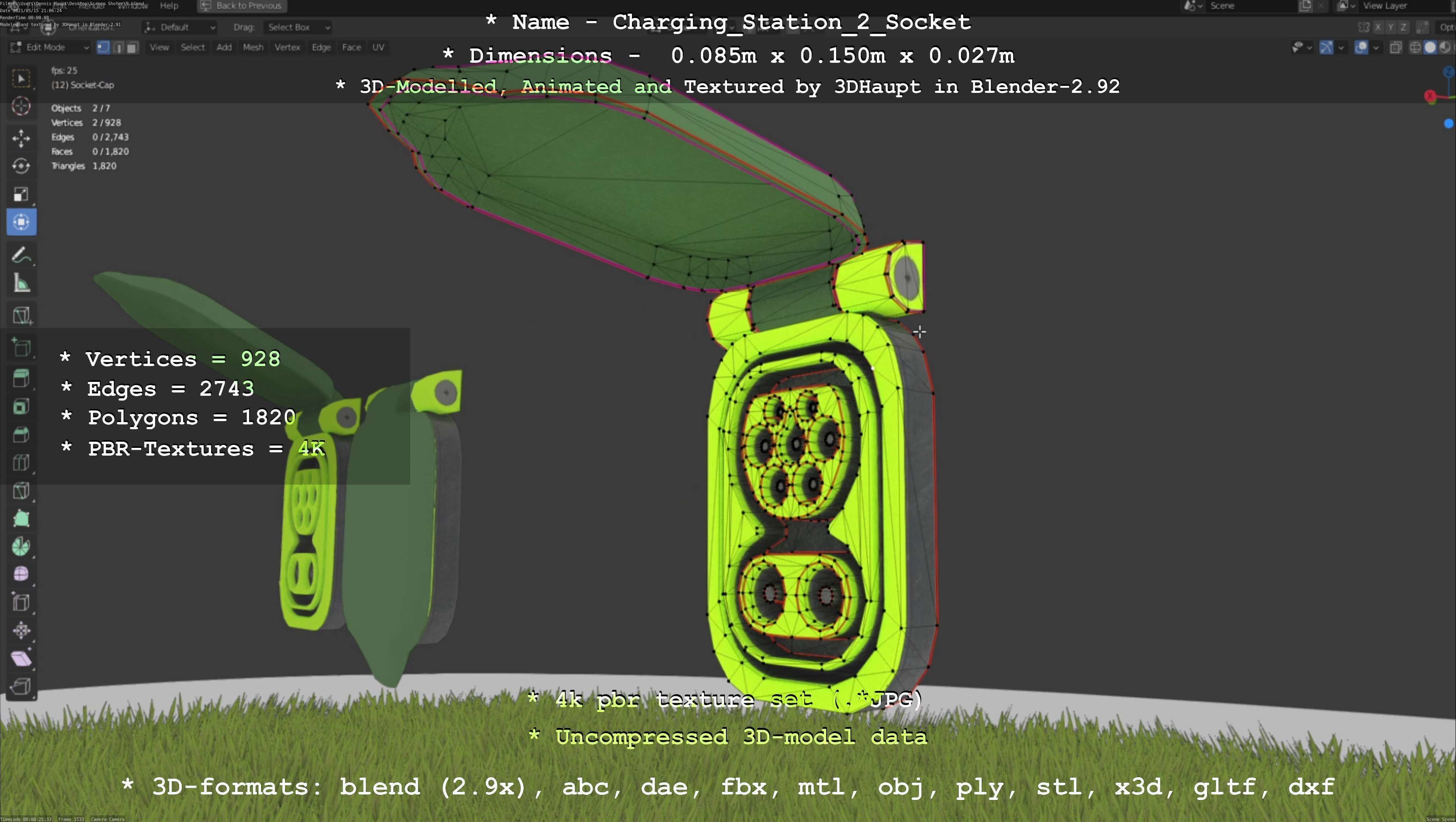 Sockets from Charging Station Version 2 Low-poly 3D model_42