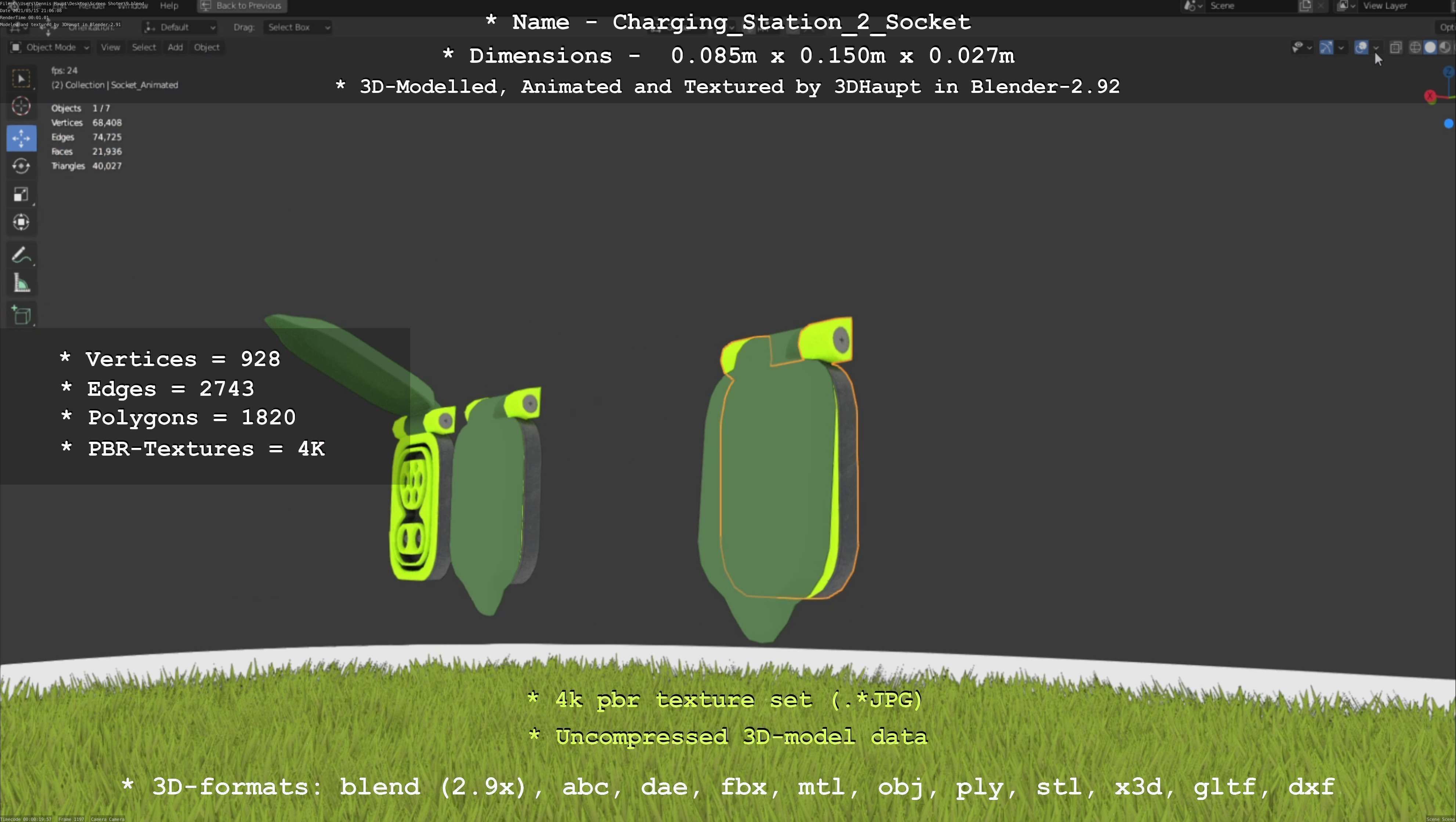 Sockets from Charging Station Version 2 Low-poly 3D model_121