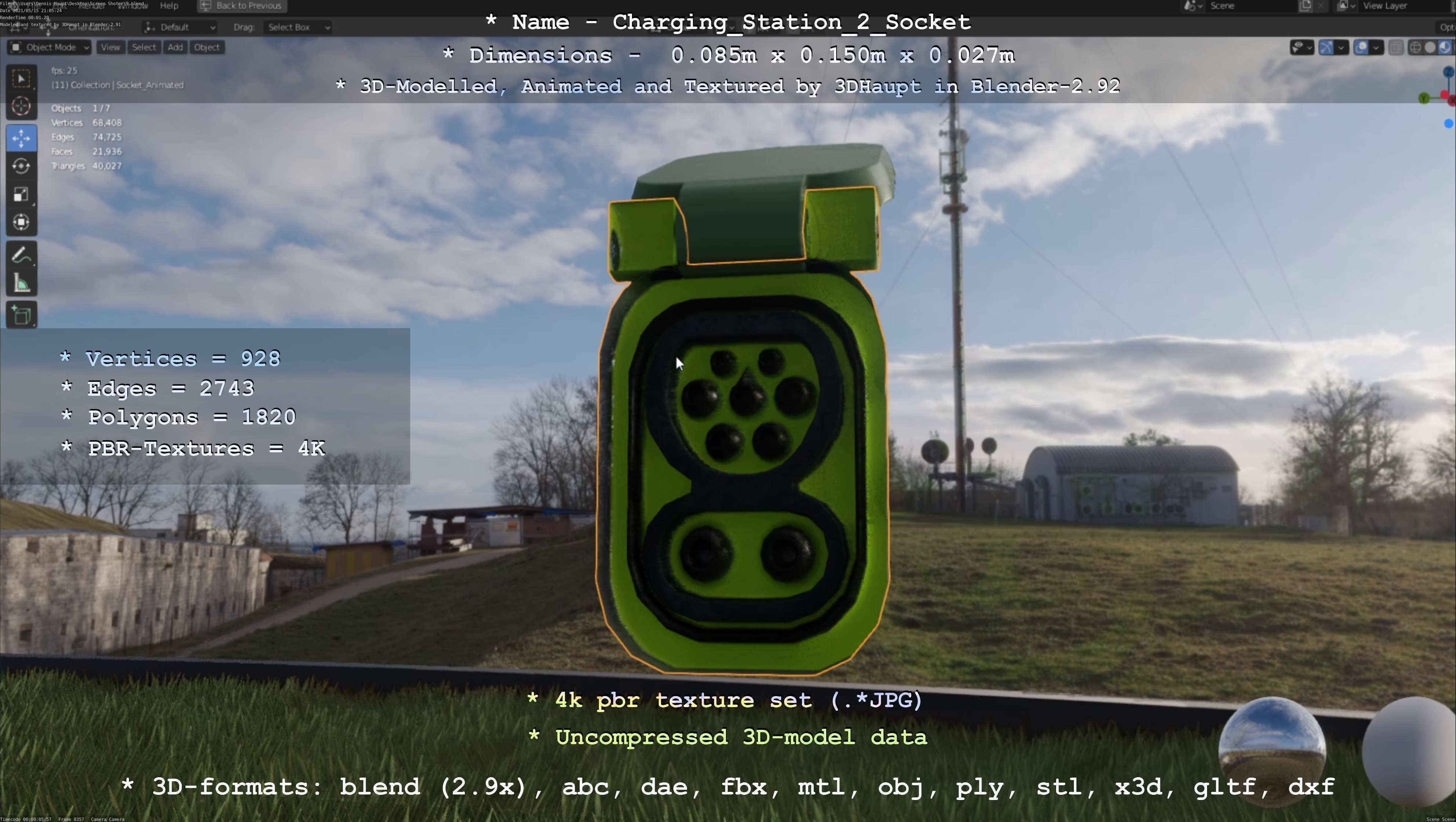 Sockets from Charging Station Version 2 Low-poly 3D model_84