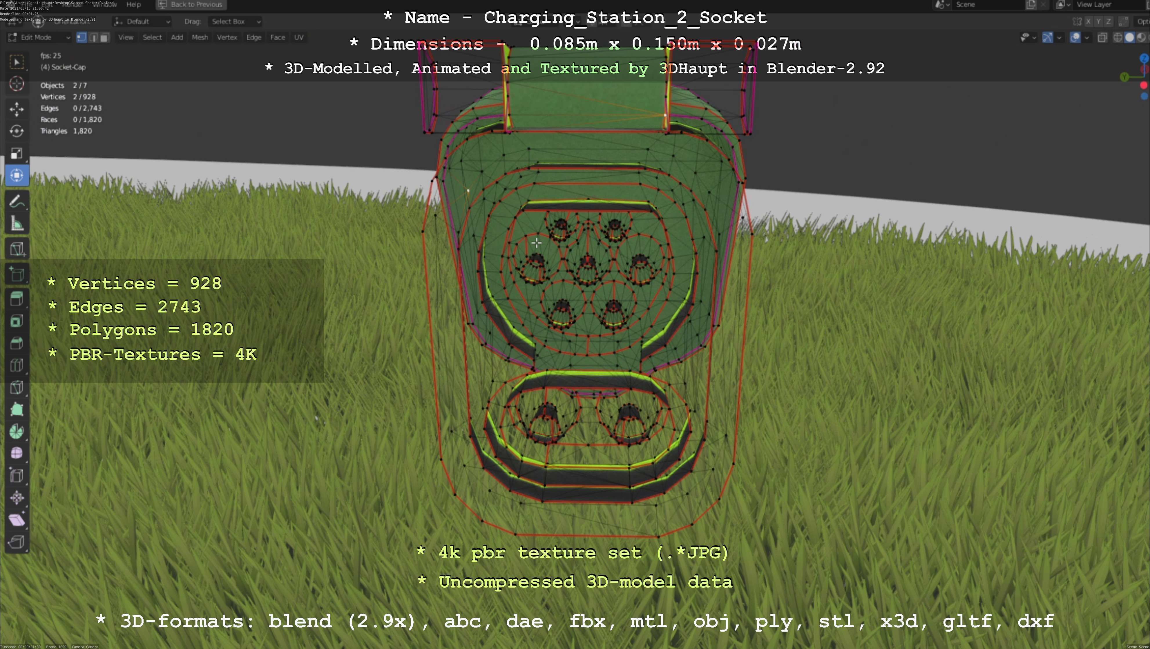 Sockets from Charging Station Version 2 Low-poly 3D model_57