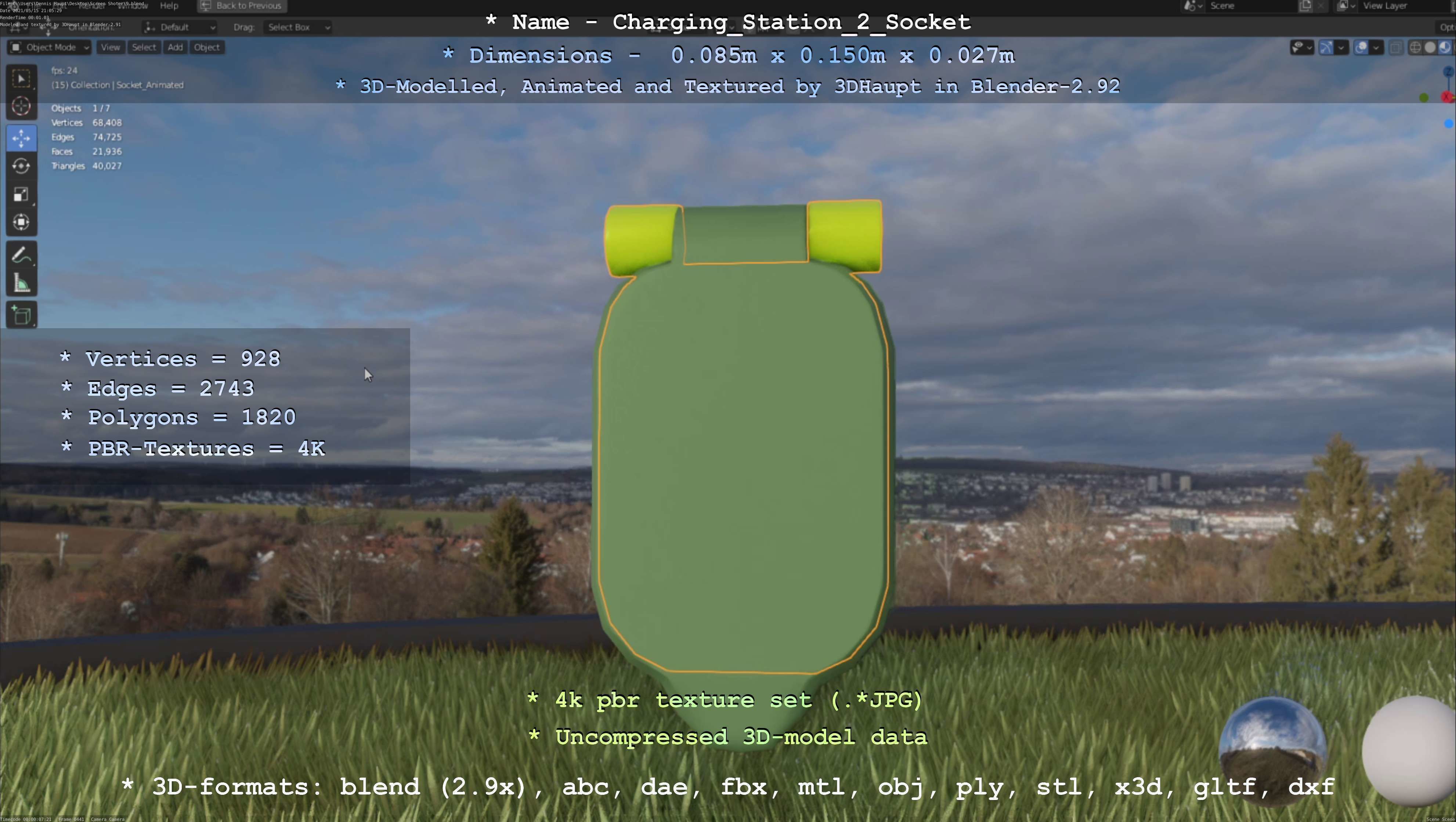 Sockets from Charging Station Version 2 Low-poly 3D model_16