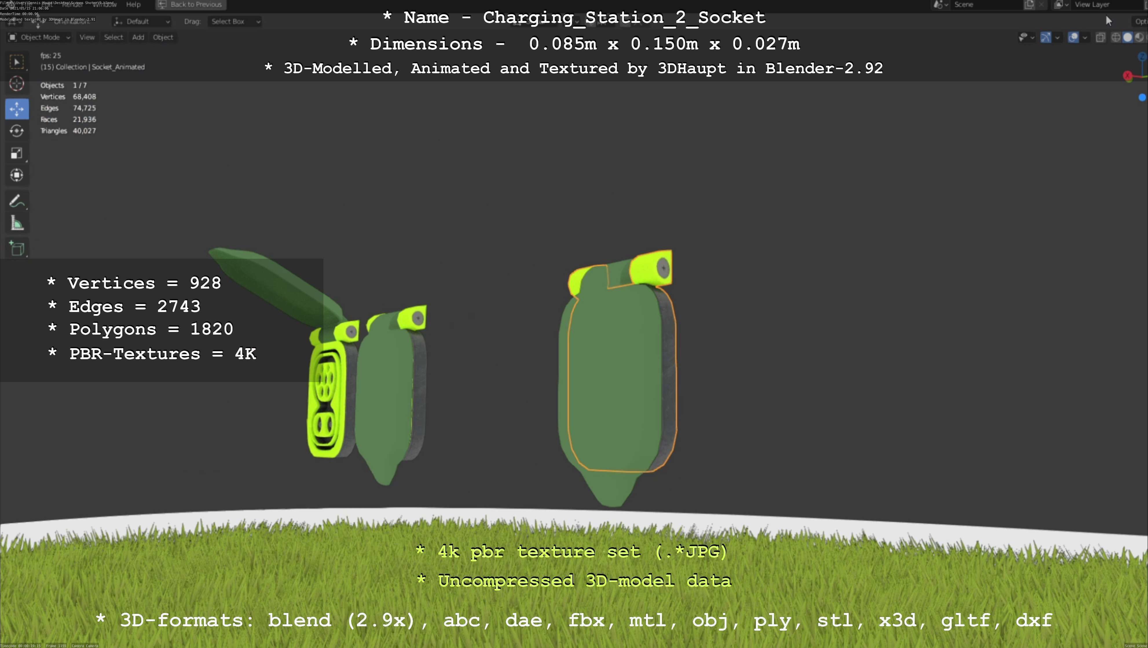 Sockets from Charging Station Version 2 Low-poly 3D model_119