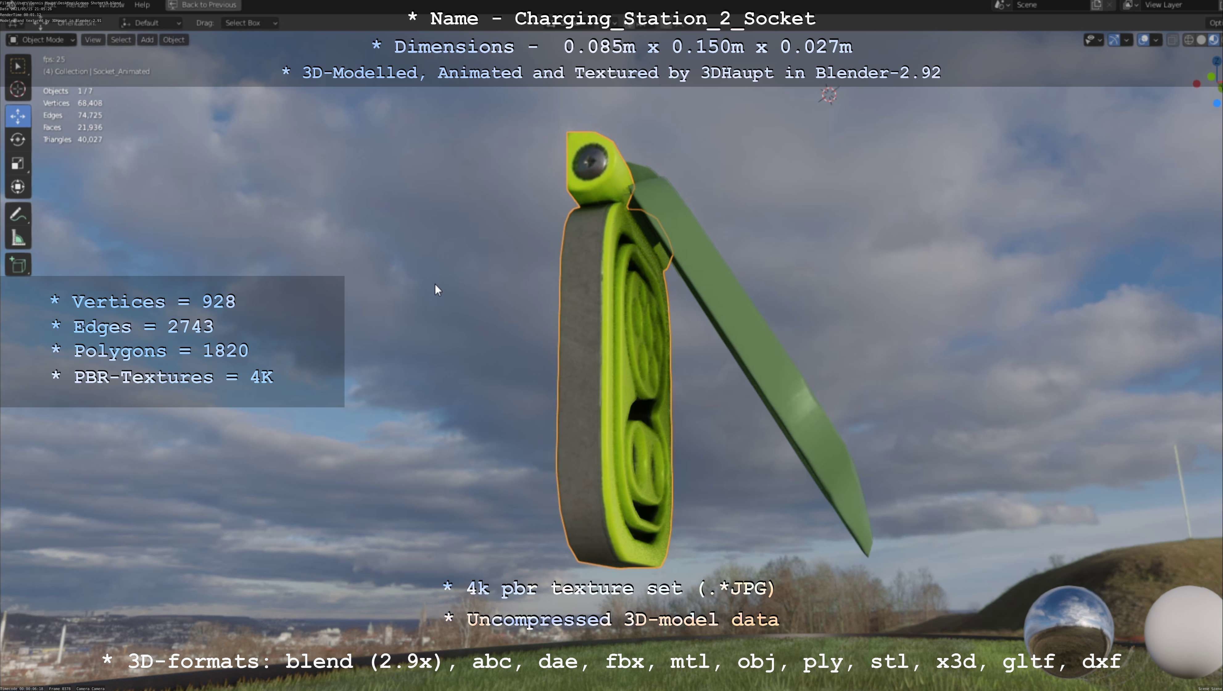 Sockets from Charging Station Version 2 Low-poly 3D model_85