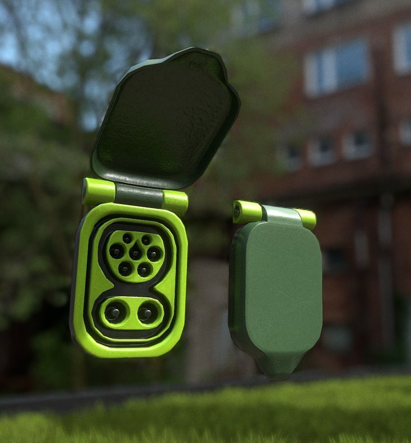 Sockets from Charging Station Version 2 Low-poly 3D model_2