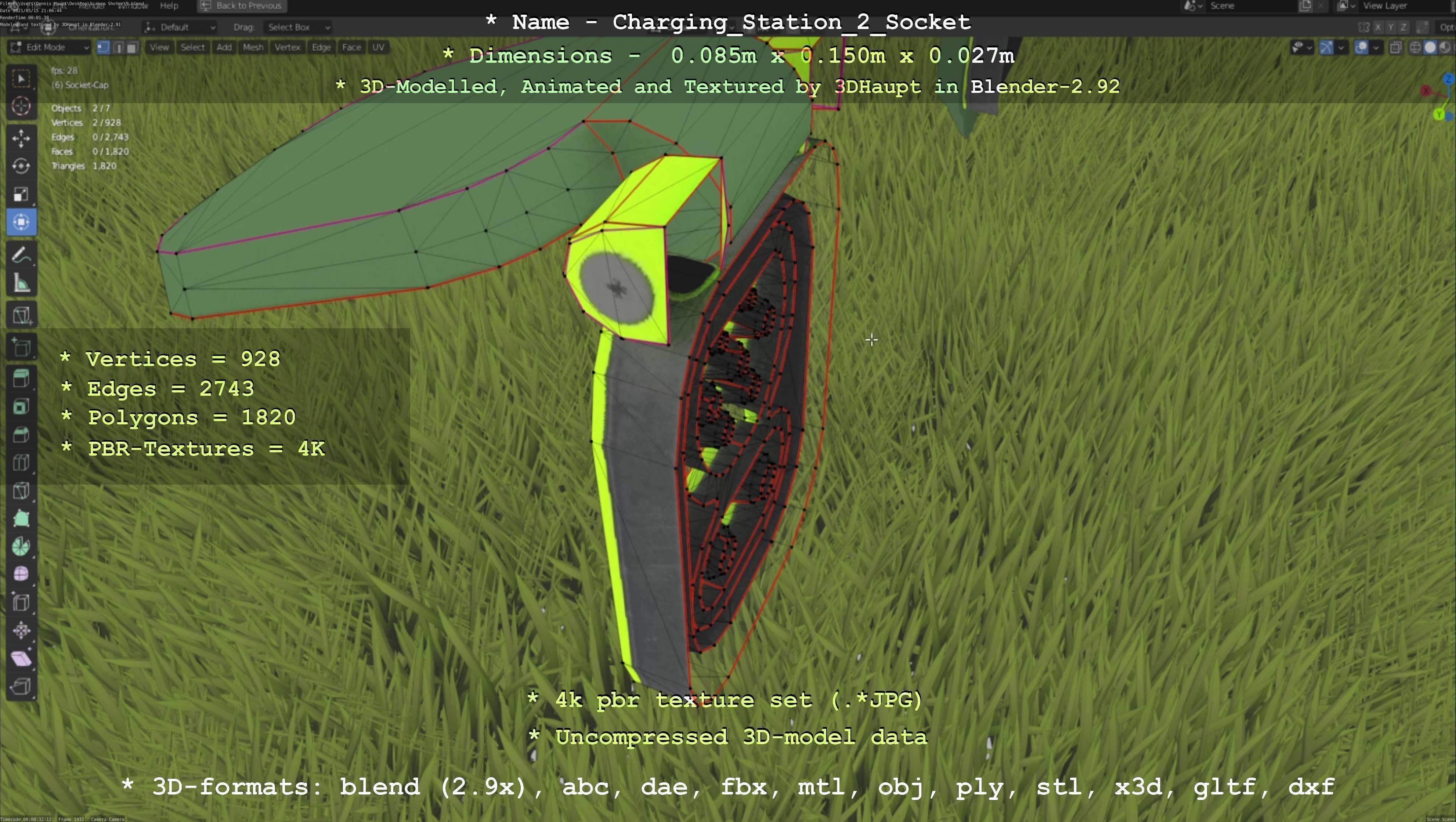 Sockets from Charging Station Version 2 Low-poly 3D model_59
