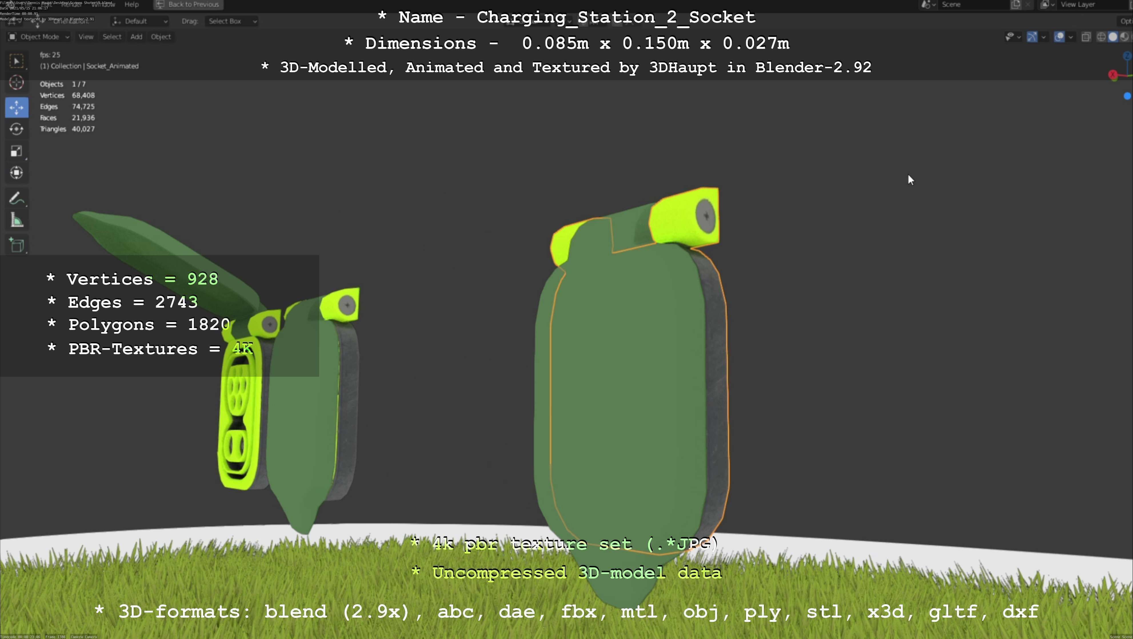 Sockets from Charging Station Version 2 Low-poly 3D model_94