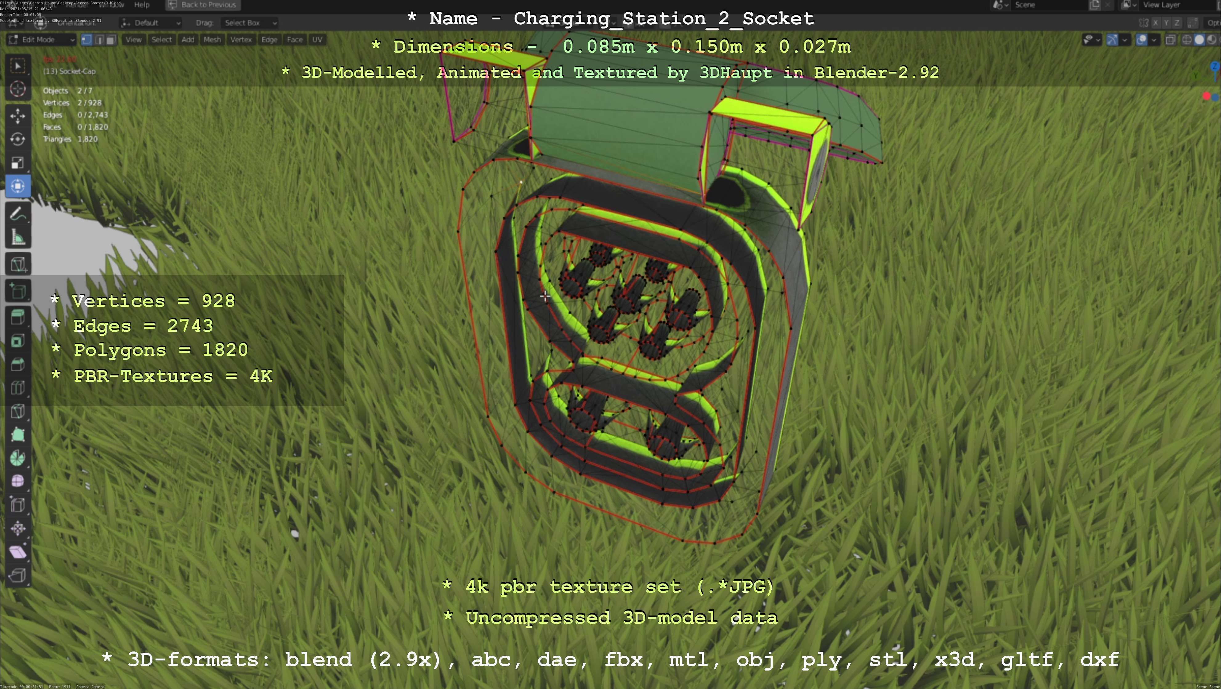 Sockets from Charging Station Version 2 Low-poly 3D model_58