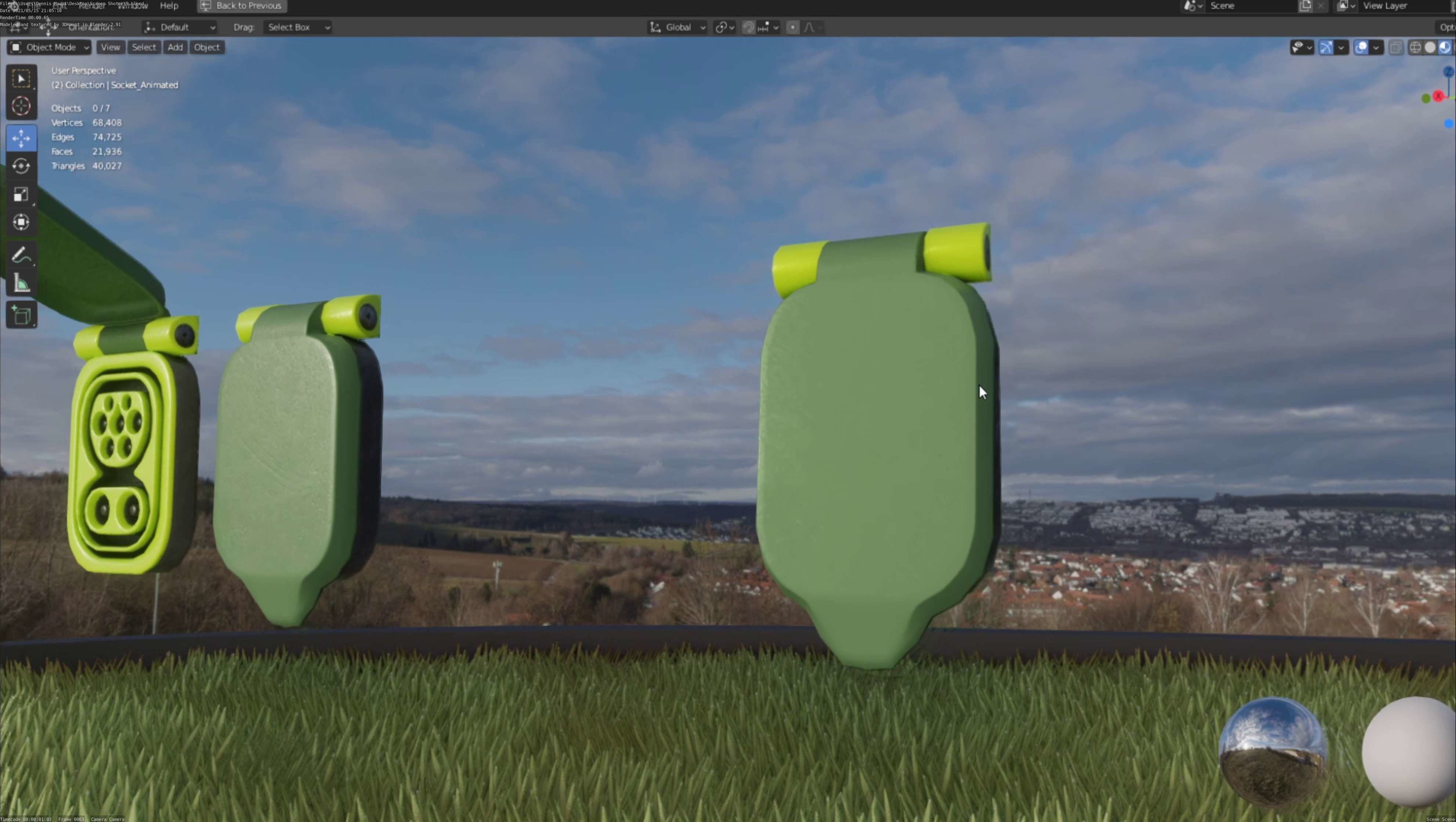 Sockets from Charging Station Version 2 Low-poly 3D model_28