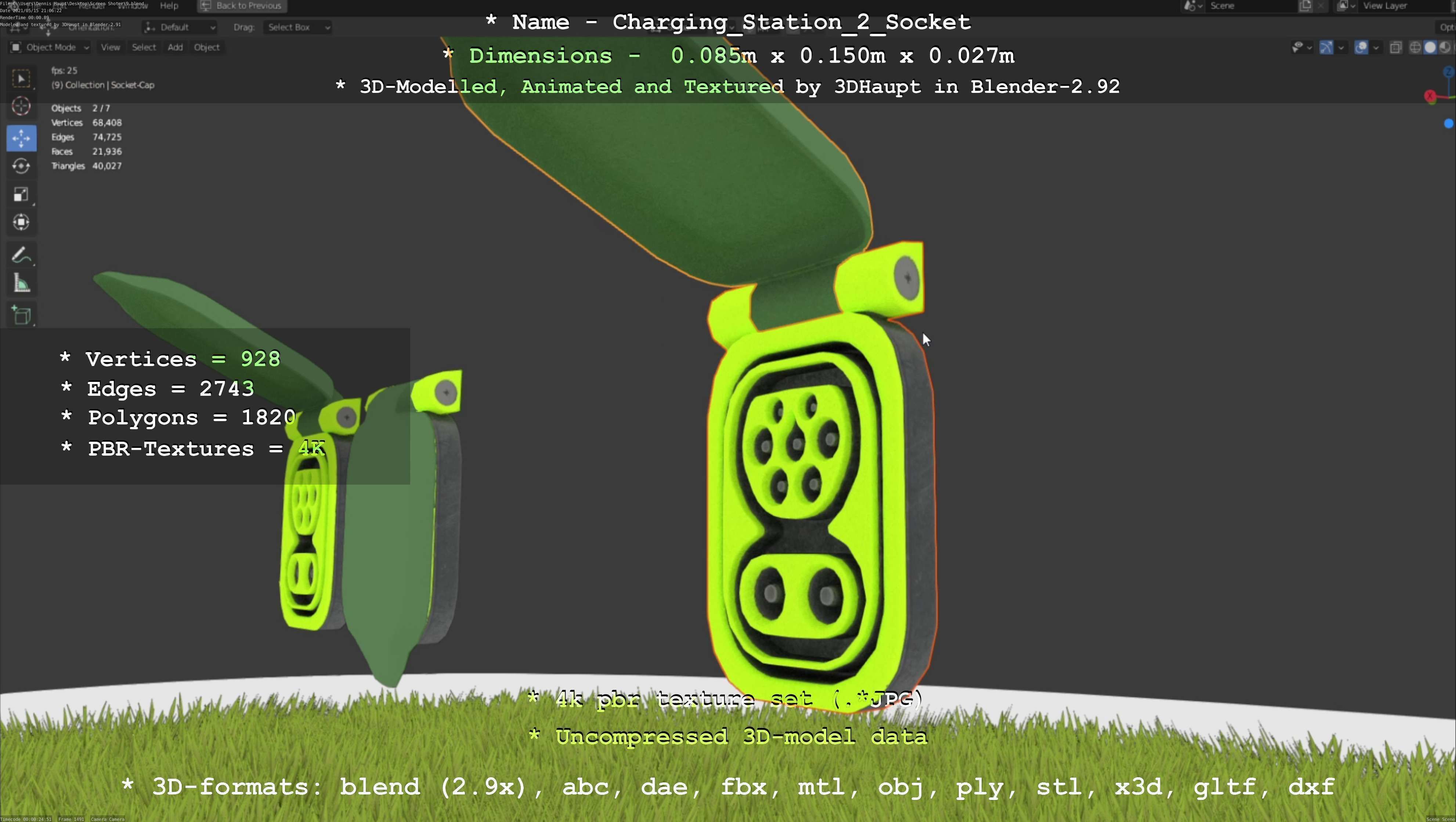 Sockets from Charging Station Version 2 Low-poly 3D model_40