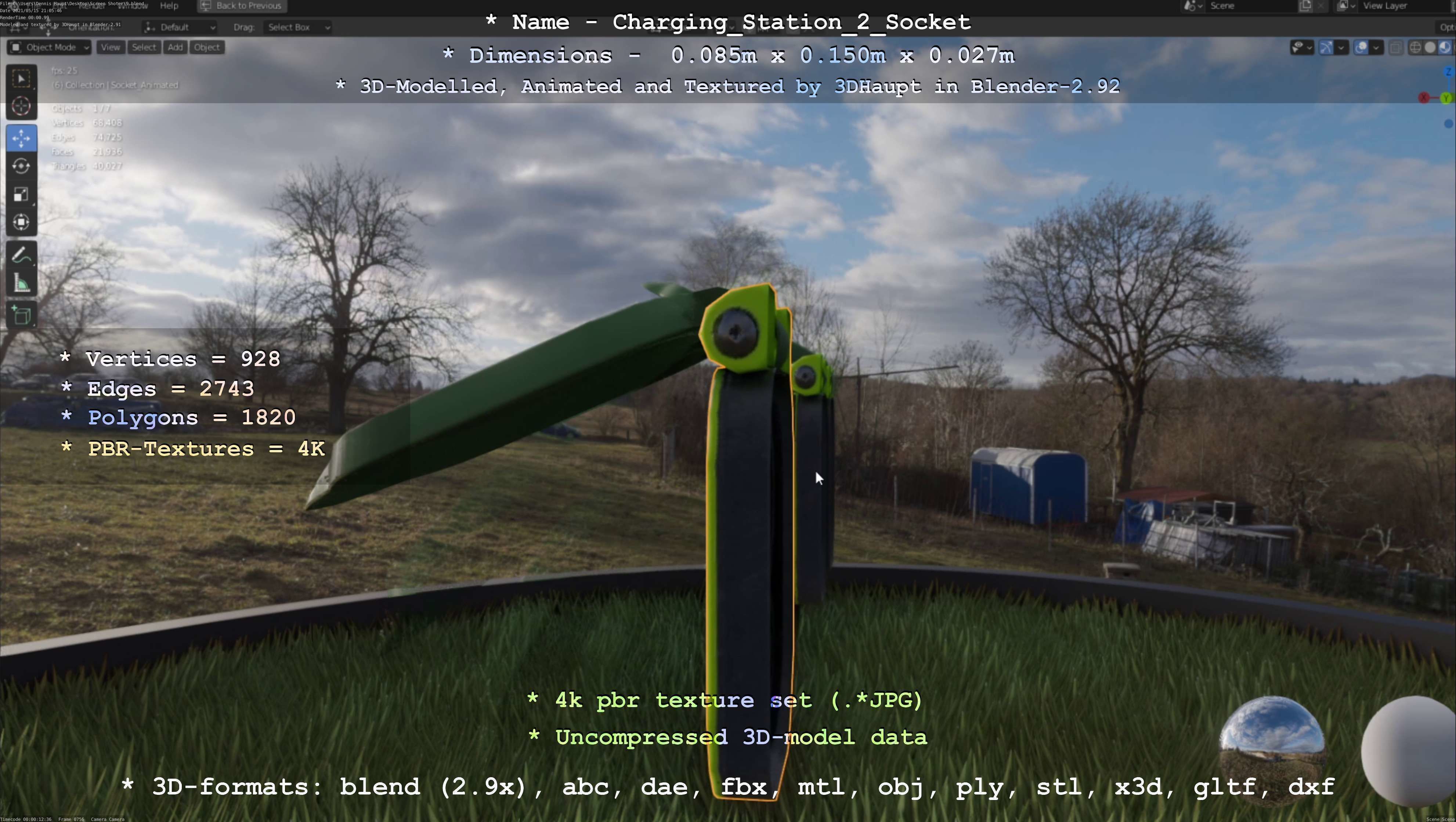 Sockets from Charging Station Version 2 Low-poly 3D model_99