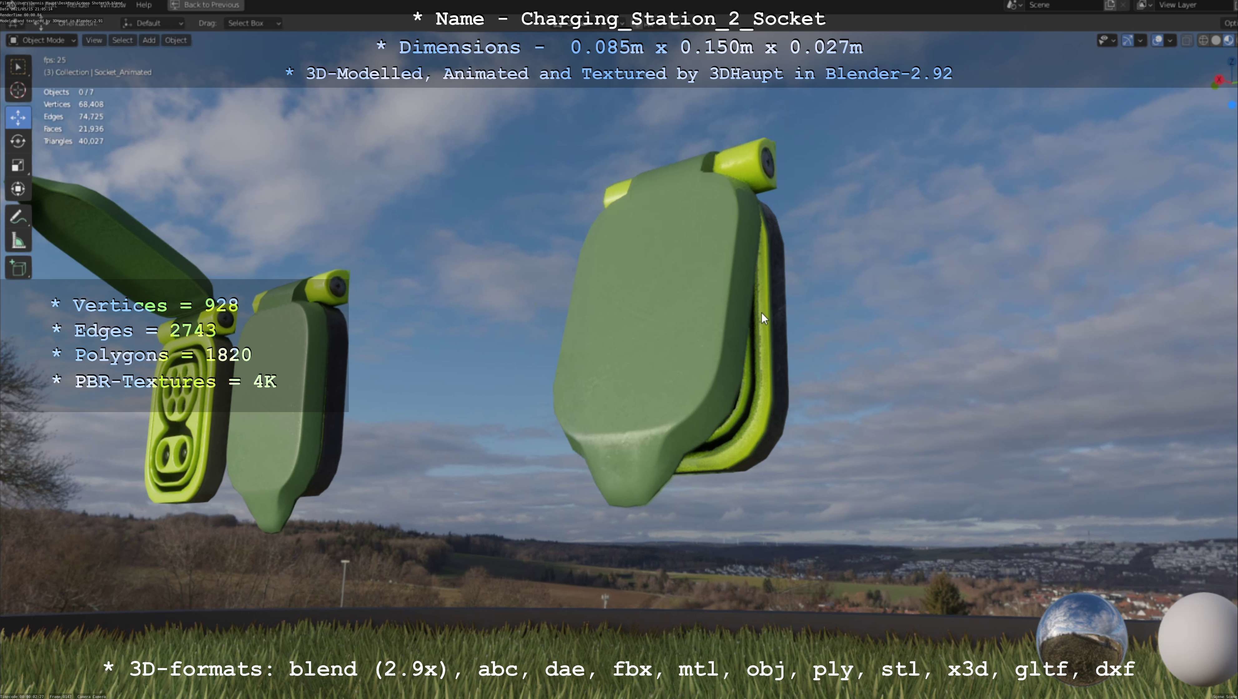 Sockets from Charging Station Version 2 Low-poly 3D model_77